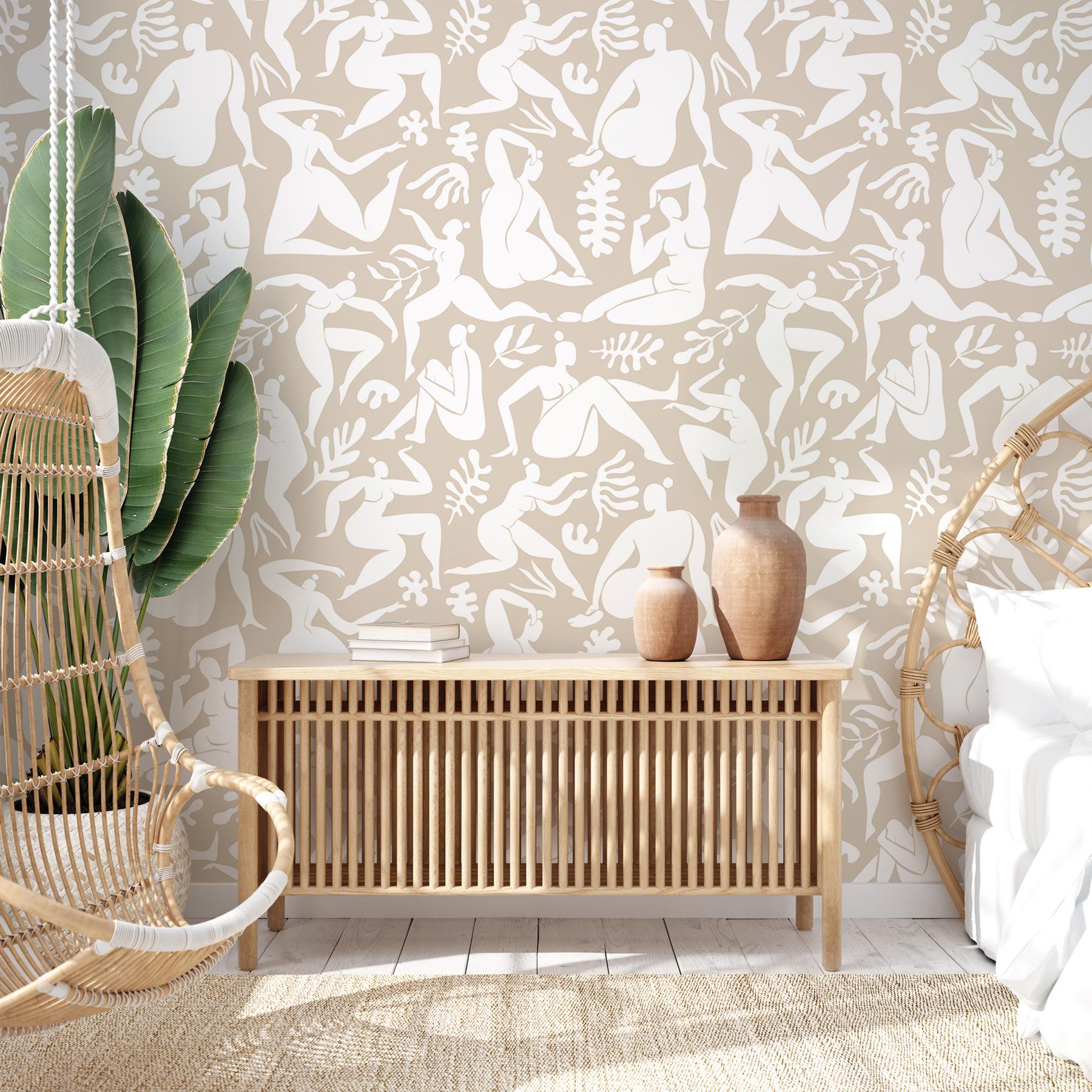 Elegant Abstract Ballet Figures Wallpaper Mural