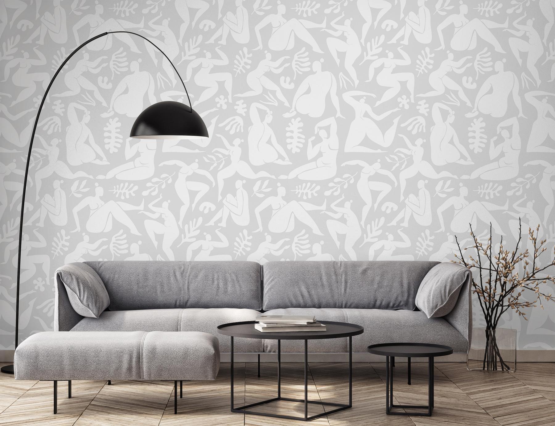 Elegant Abstract Ballet Figures Wallpaper Mural