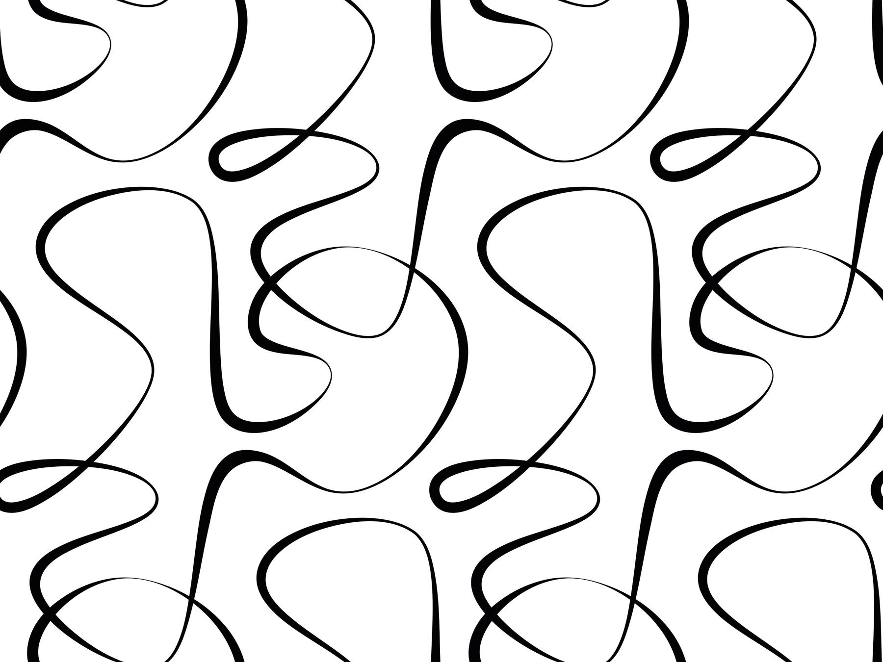 Abstract Black and White Line Art Wallpaper Mural