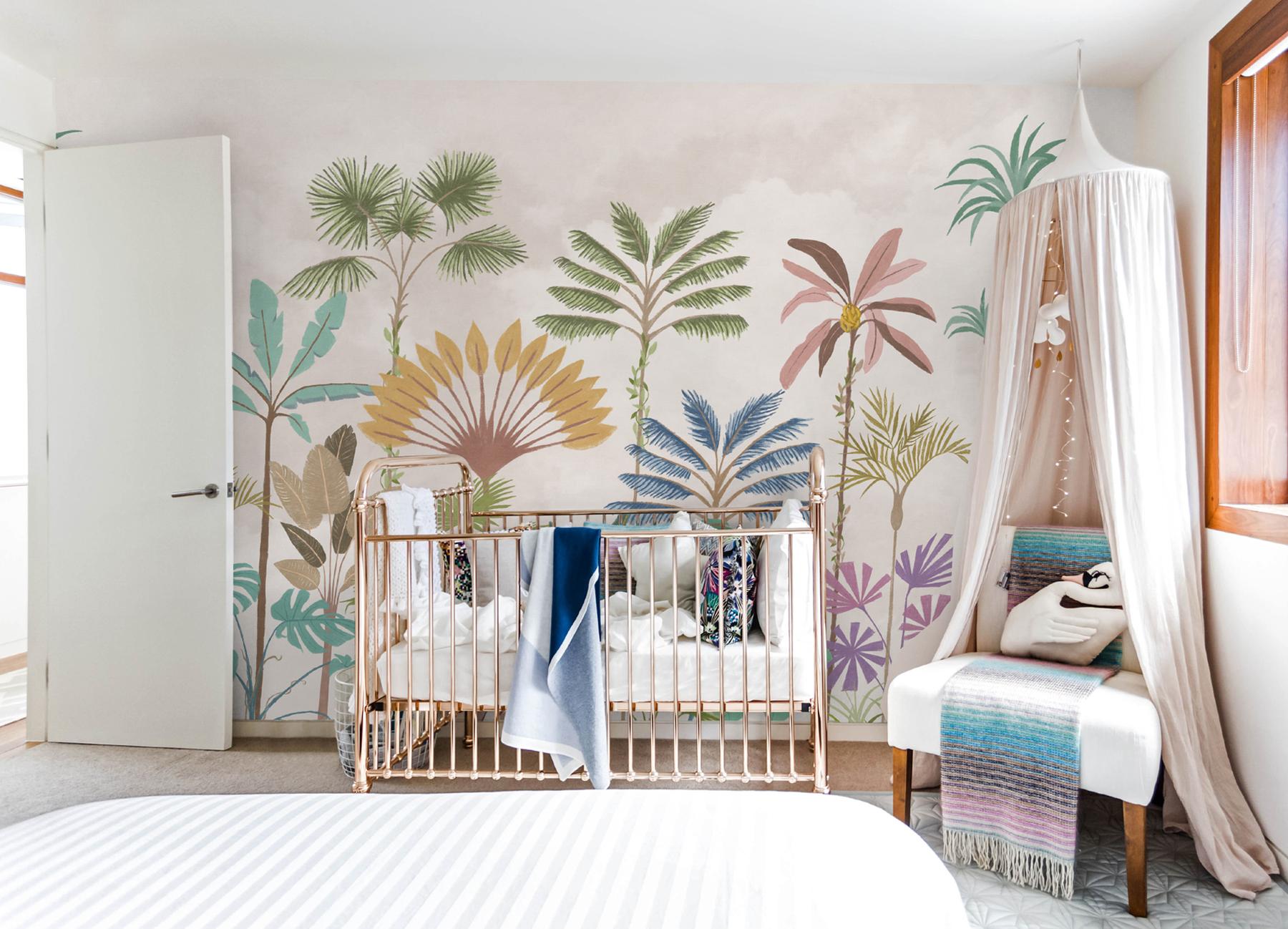 Tropical Palm Botanical Pastel Wallpaper Mural