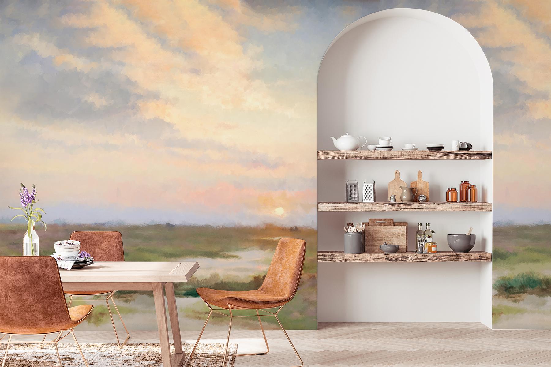 Sunrise Pastel Tones Artistic Wallpaper Mural