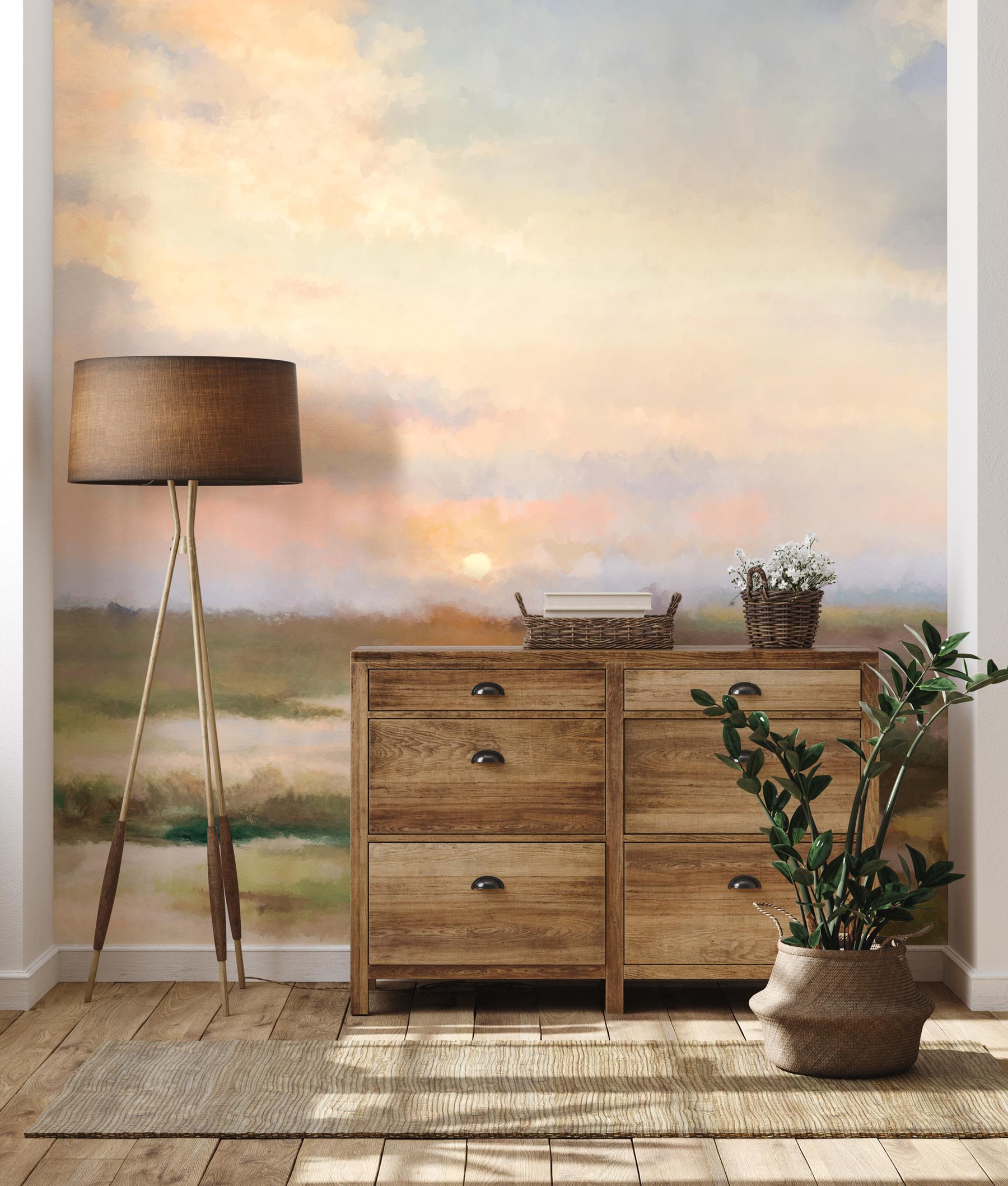 Sunrise Pastel Tones Artistic Wallpaper Mural
