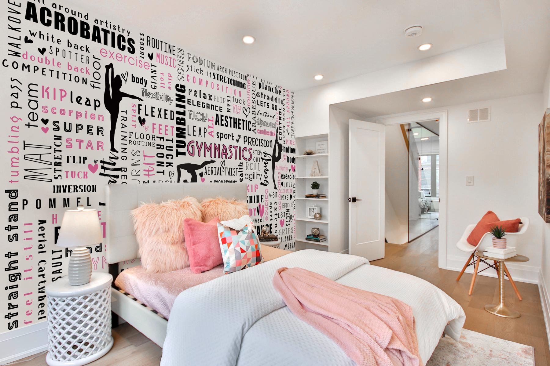 Inspirational Gymnastics Silhouette Text Wallpaper Mural