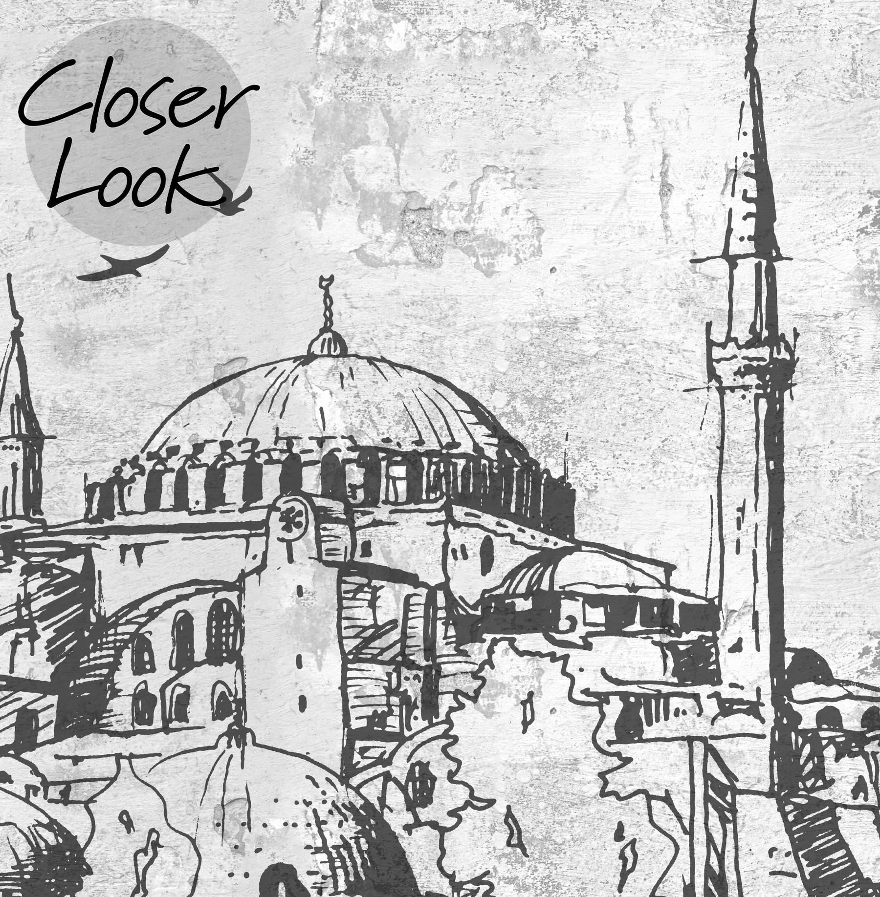 Vintage Cityscape Sketch Wallpaper Mural