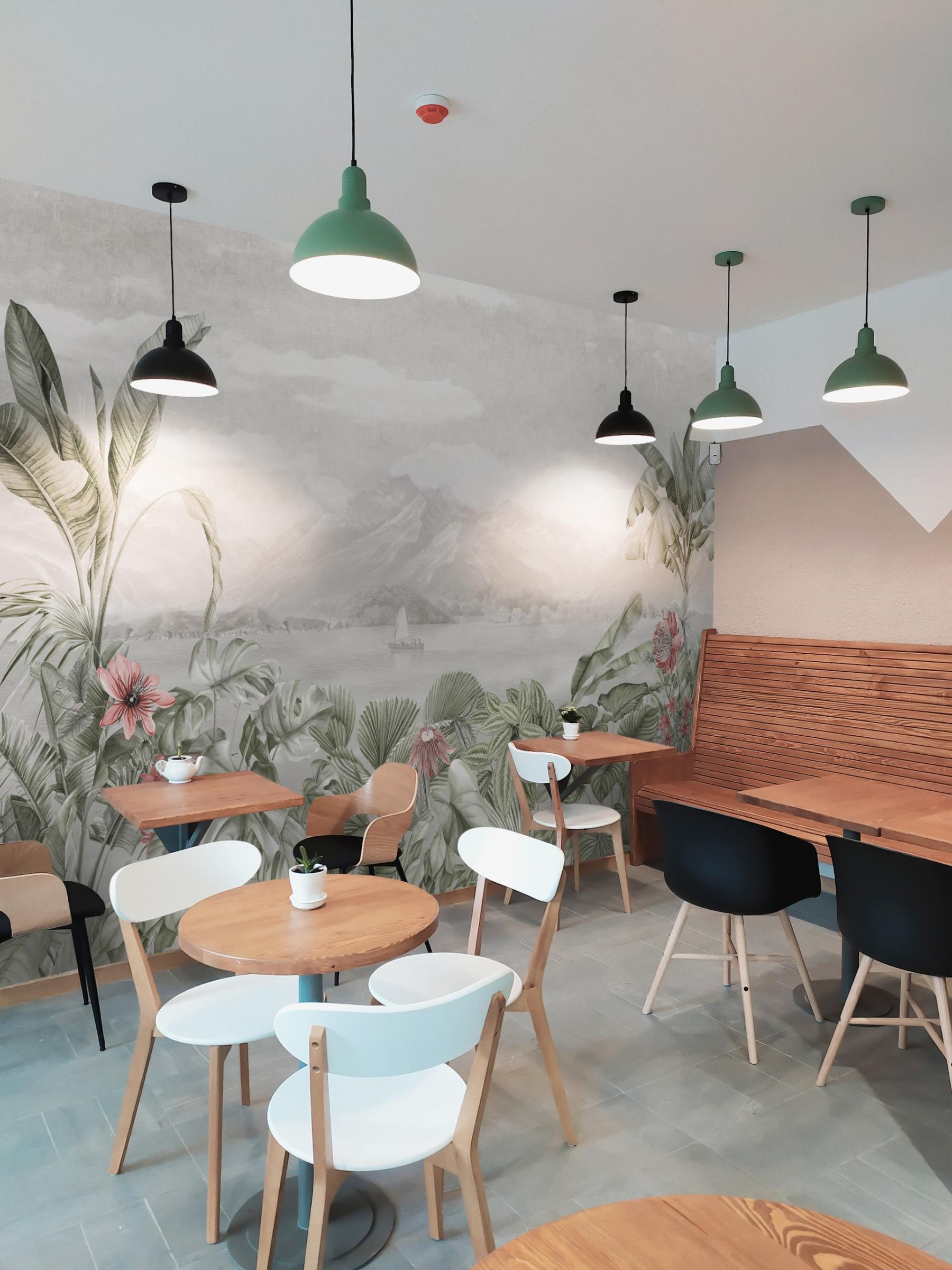 Serene Botanical Mountain Landscape Wallpaper Mural