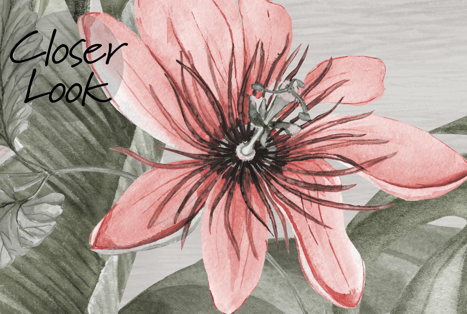 Serene Botanical Mountain Landscape Wallpaper Mural