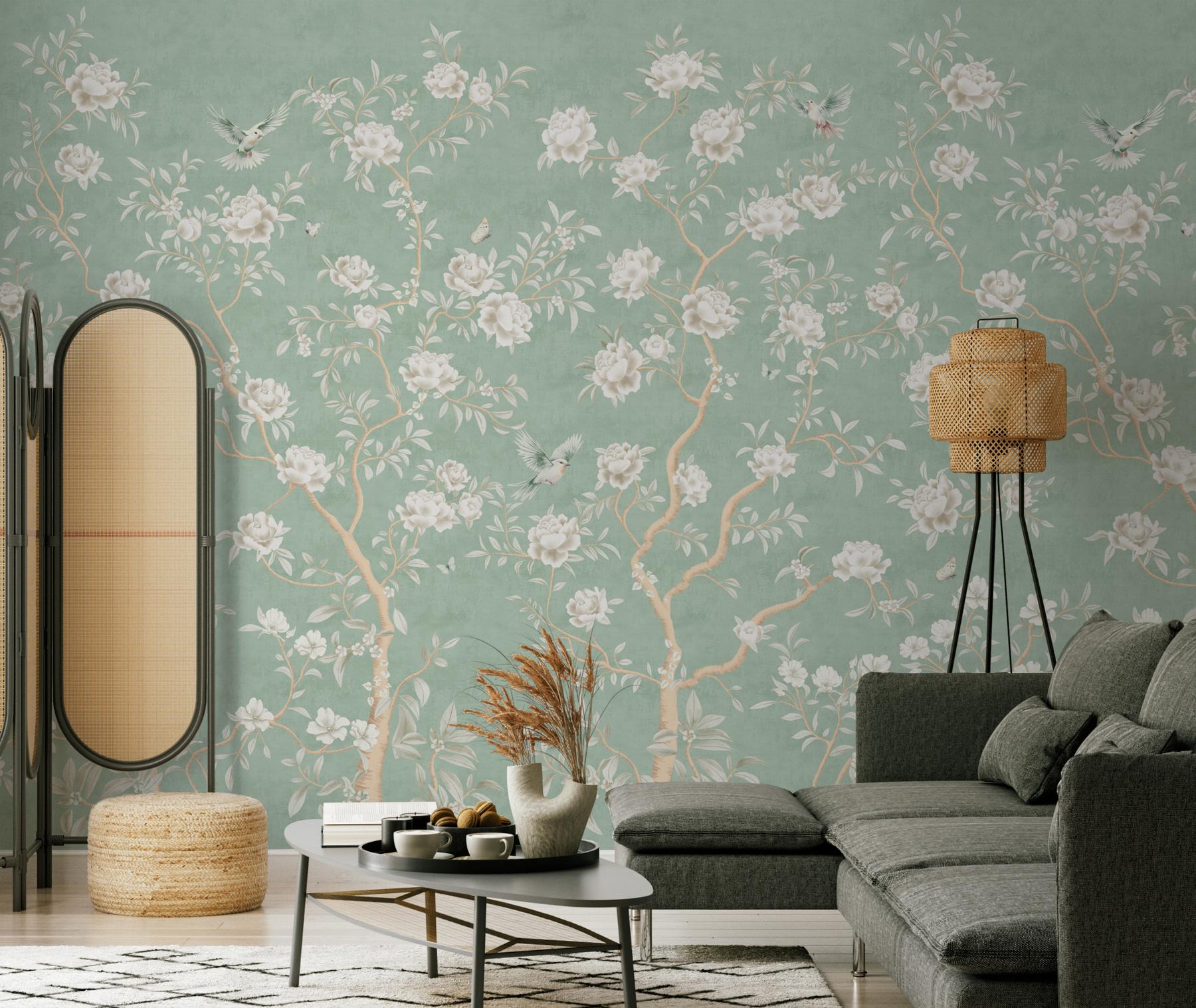Chinoiserie Chic Floral Elegance Wallpaper Mural