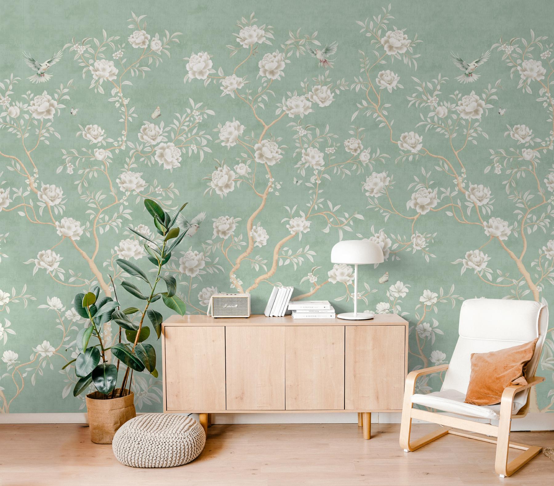 Chinoiserie Chic Floral Elegance Wallpaper Mural