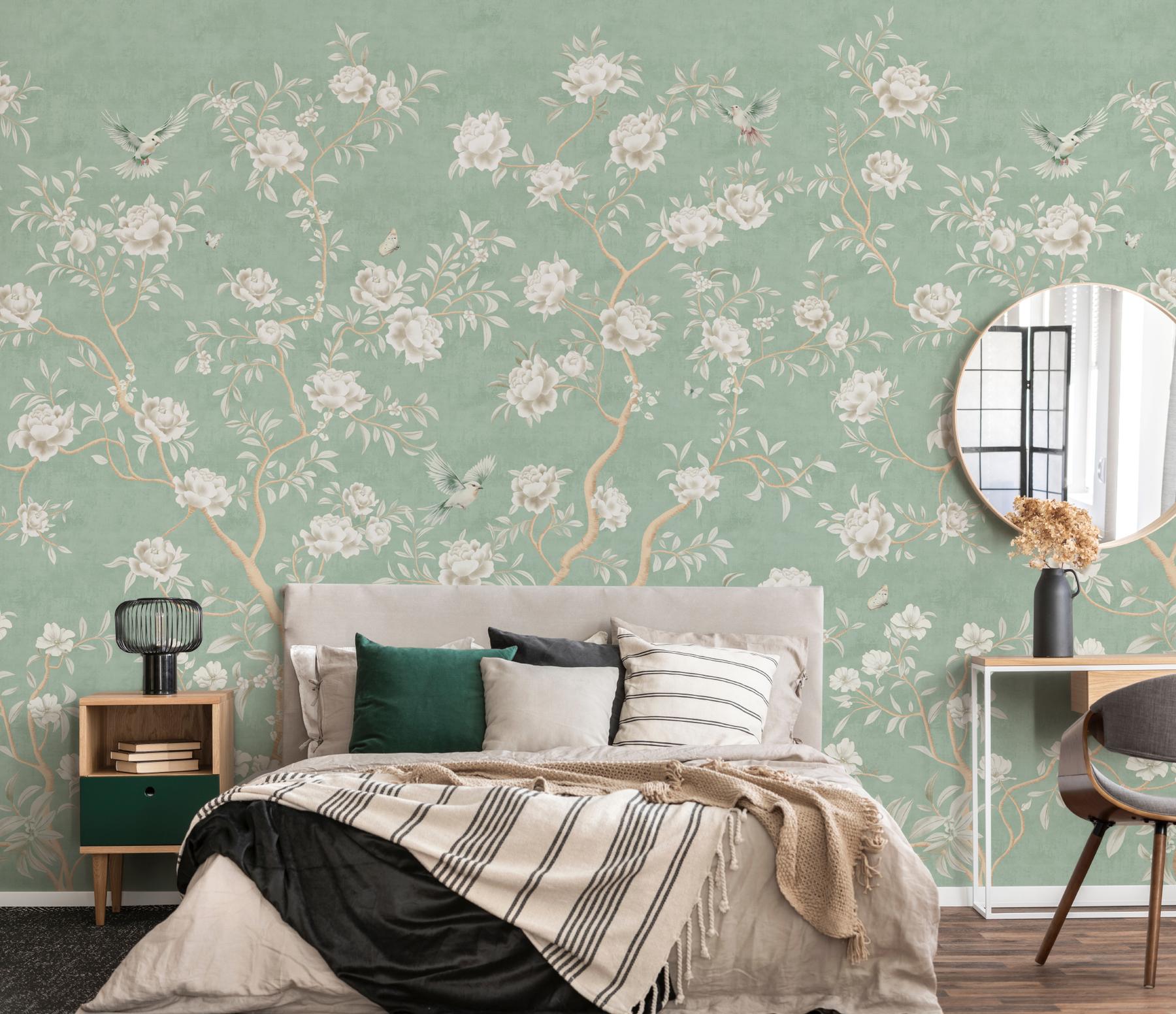 Chinoiserie Chic Floral Elegance Wallpaper Mural