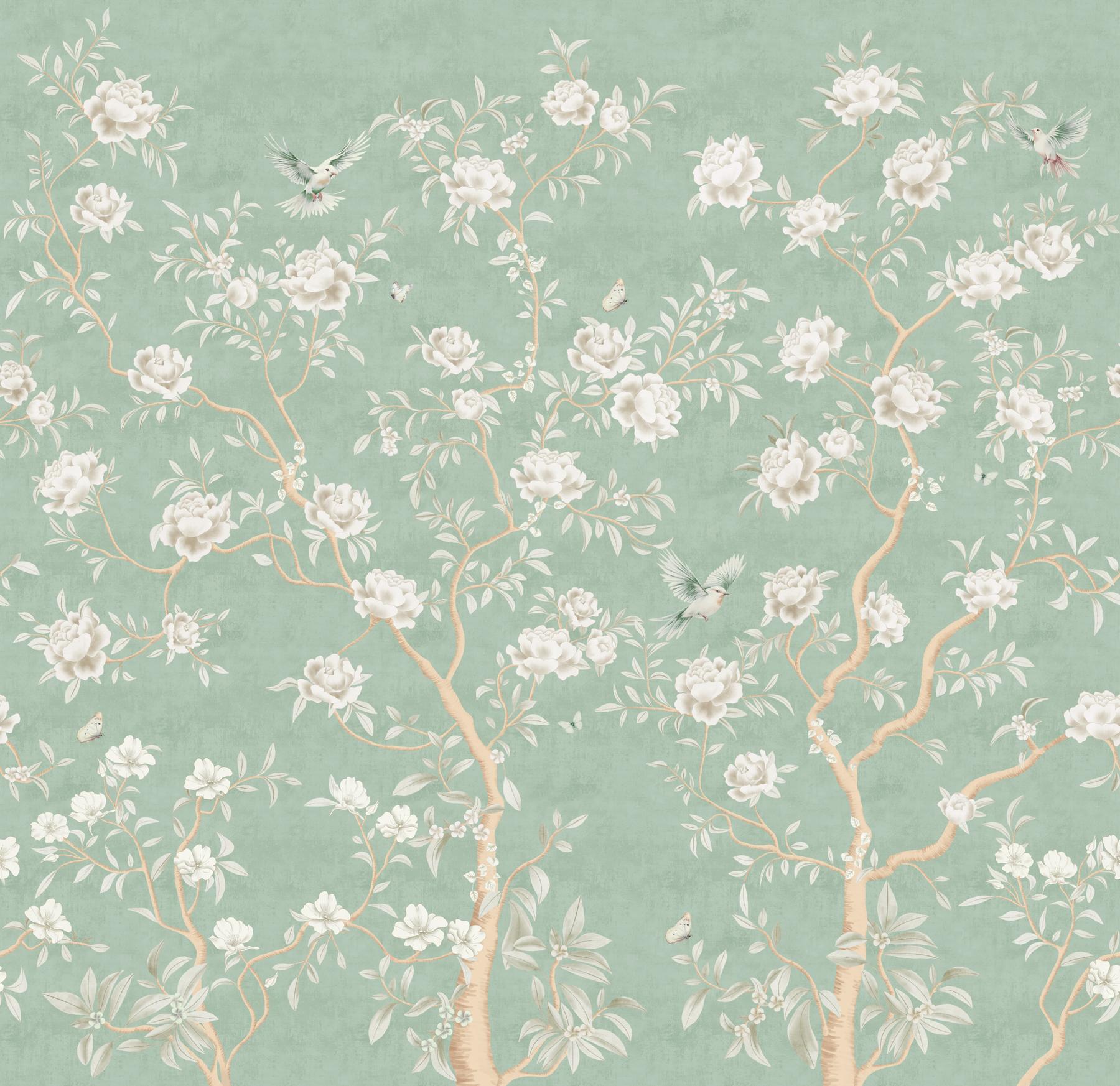 Chinoiserie Chic Floral Elegance Wallpaper Mural
