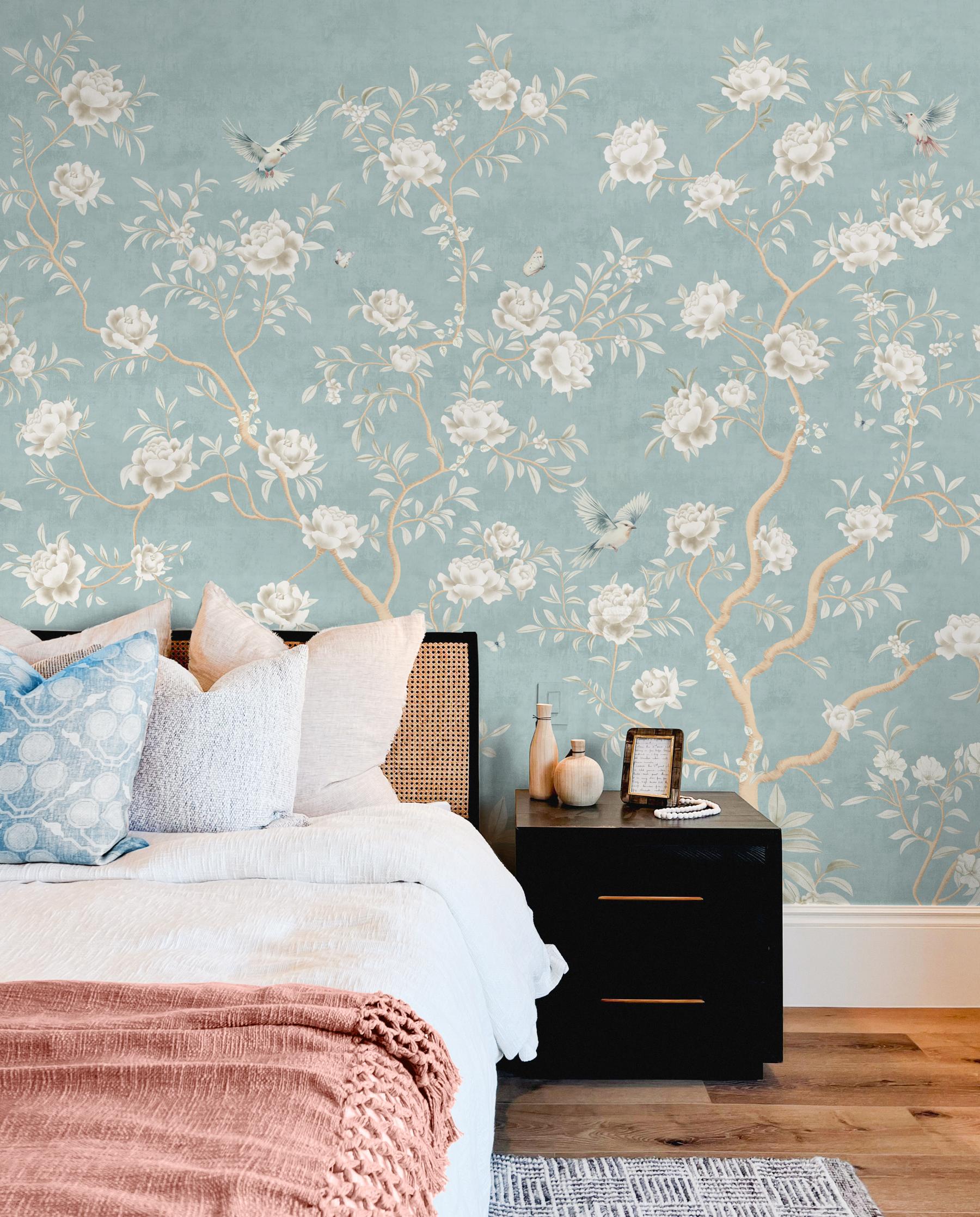 Chinoiserie Chic Floral Elegance Wallpaper Mural