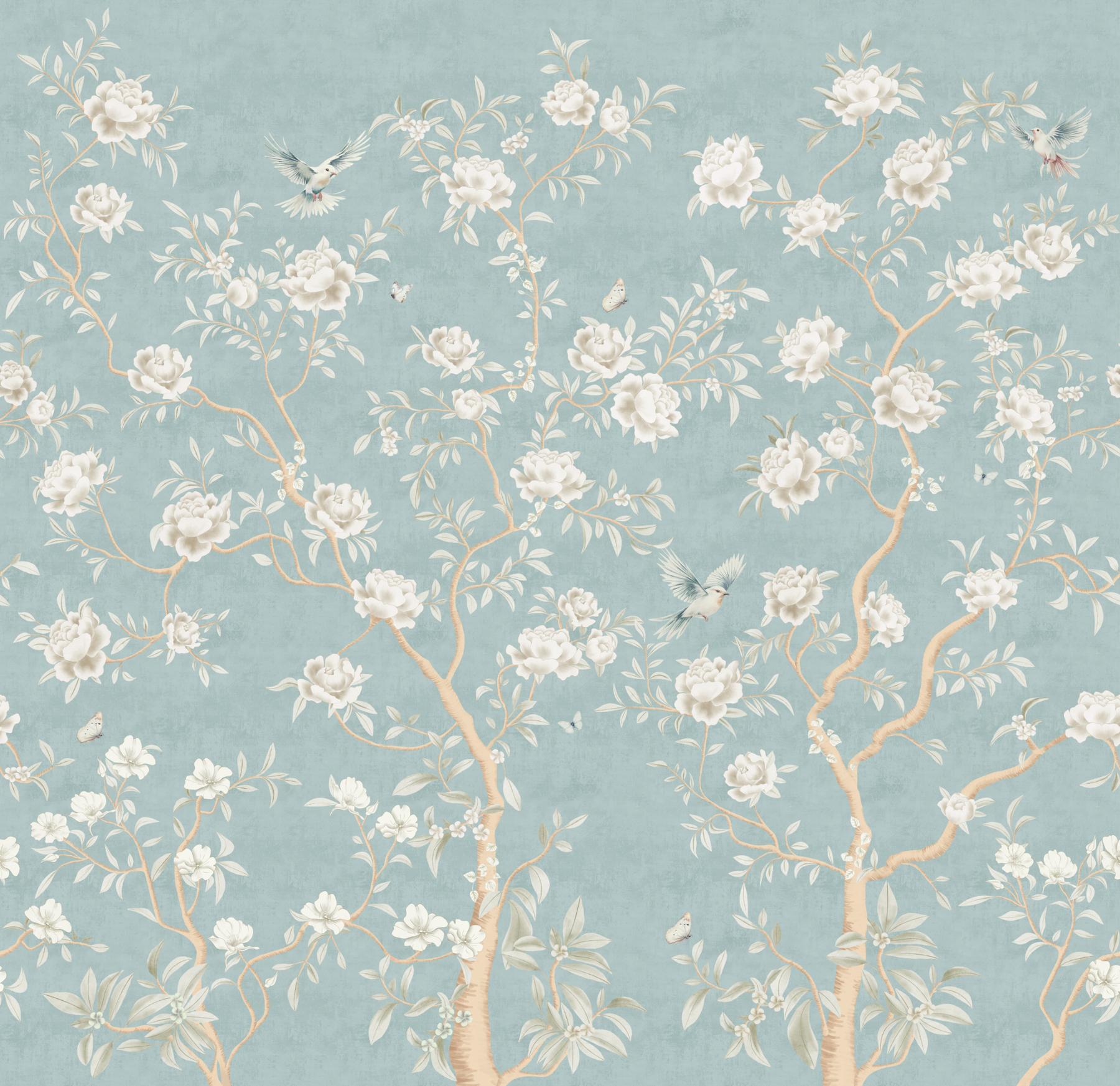 Chinoiserie Chic Floral Elegance Wallpaper Mural