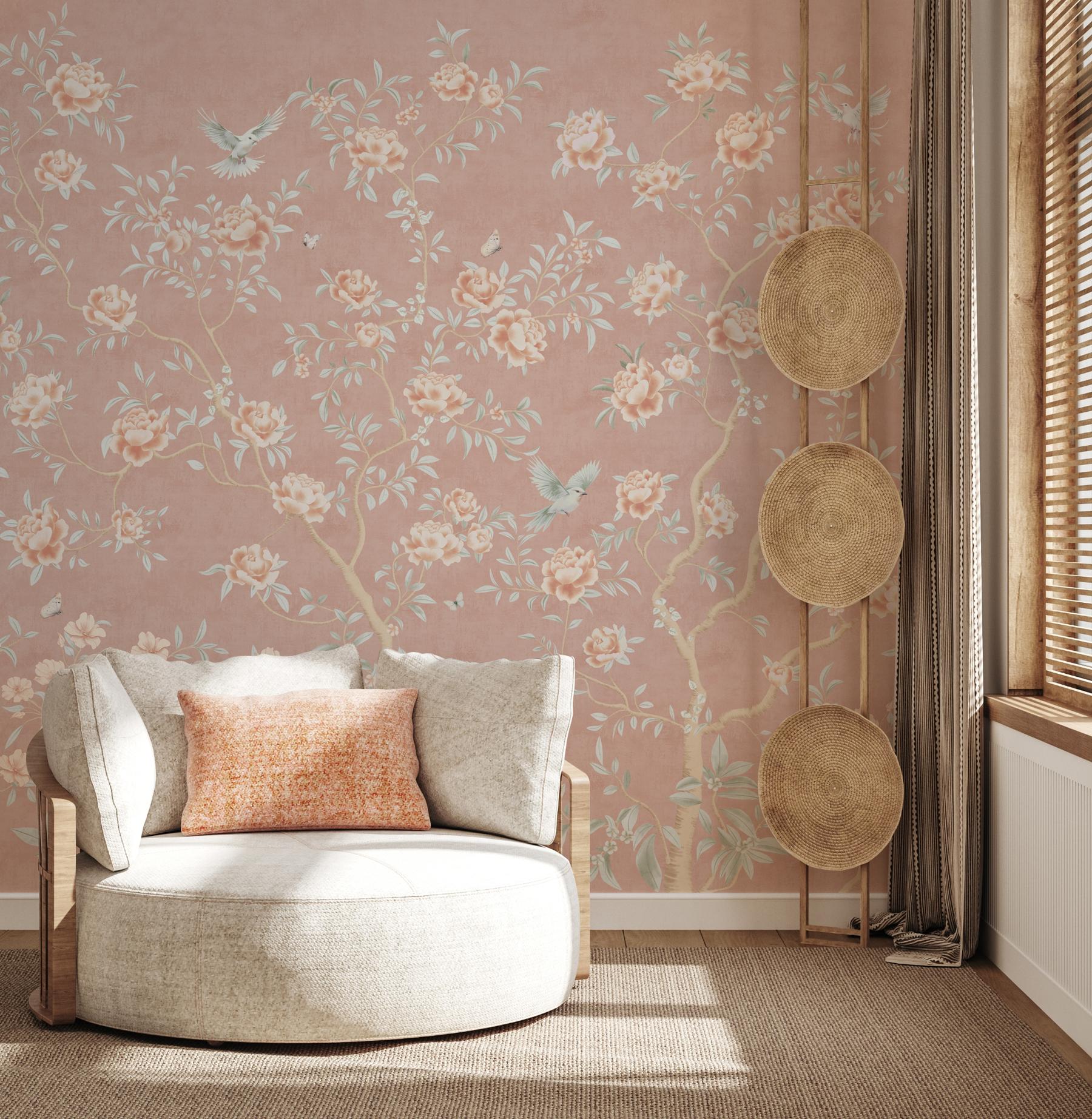 Chinoiserie Chic Floral Elegance Wallpaper Mural