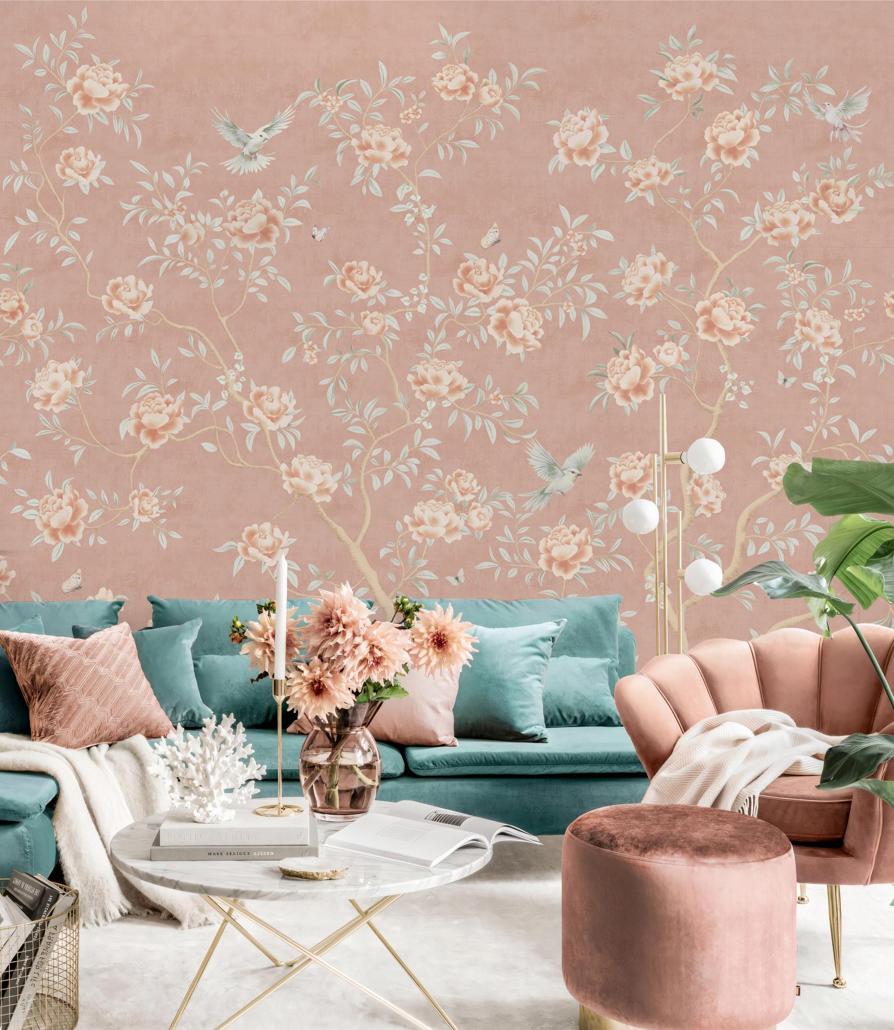 Chinoiserie Chic Floral Elegance Wallpaper Mural