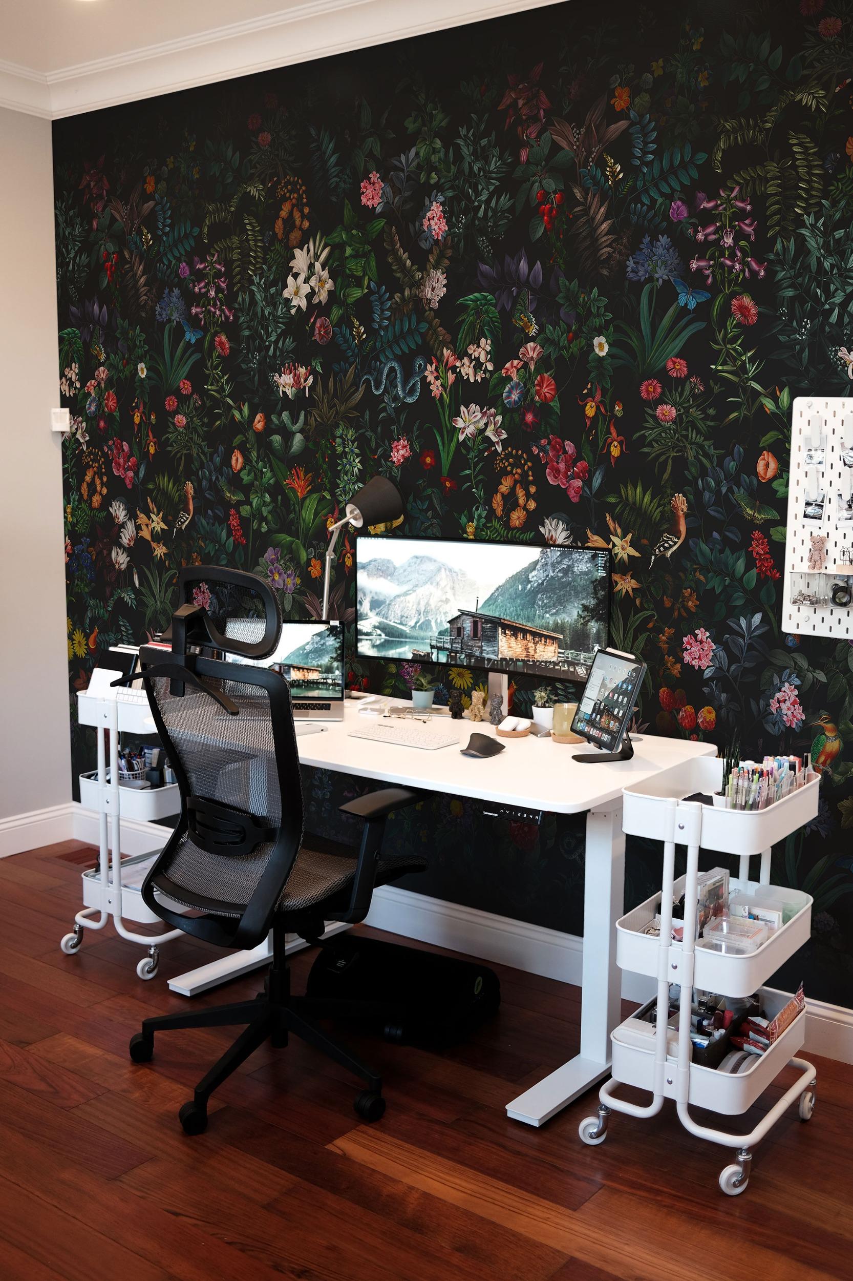 Enchanting Nocturnal Floral Garden Wallpaper Mural