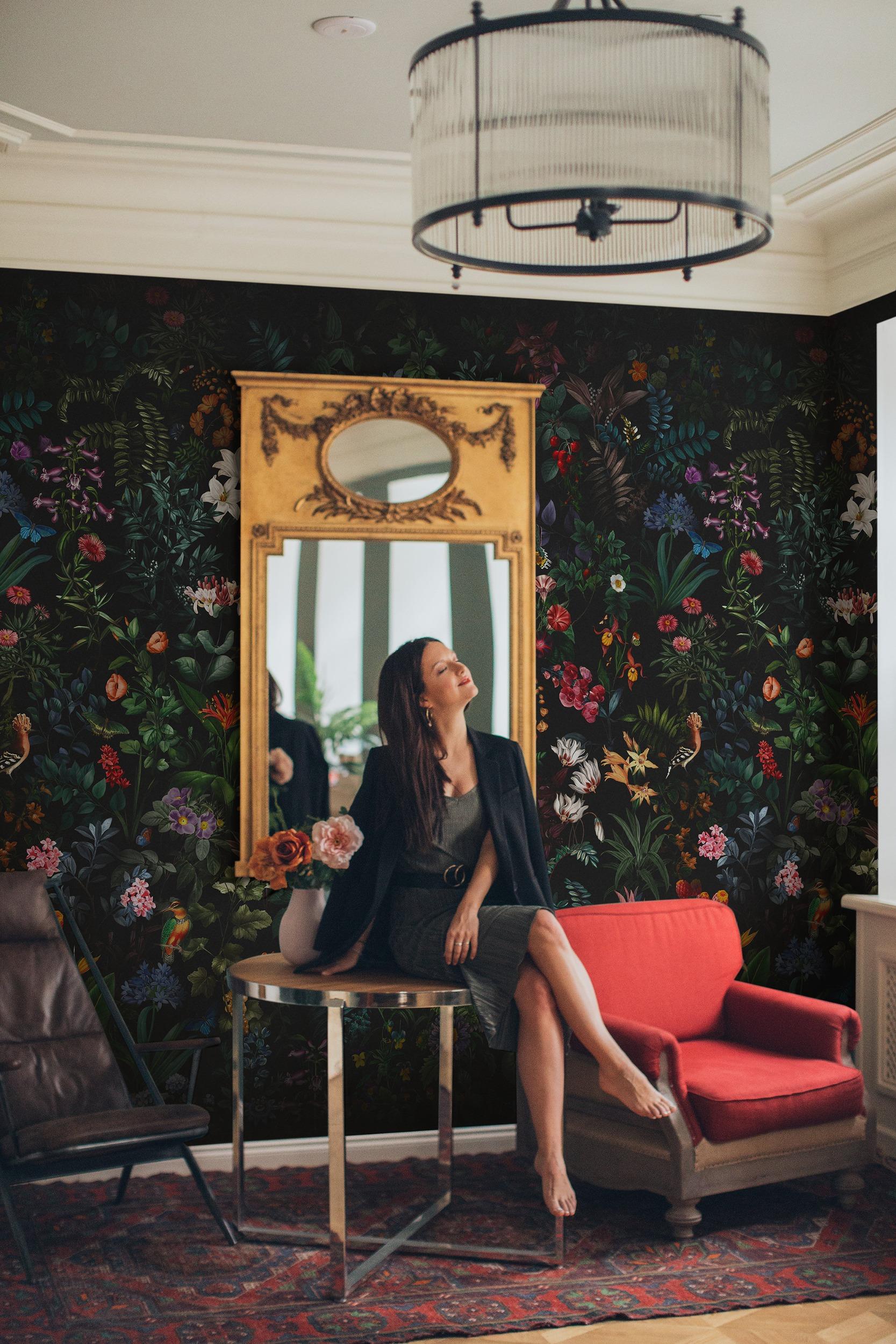 Enchanting Nocturnal Floral Garden Wallpaper Mural