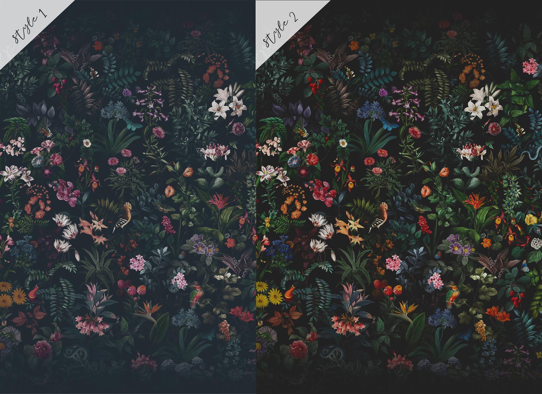 Enchanting Nocturnal Floral Garden Wallpaper Mural