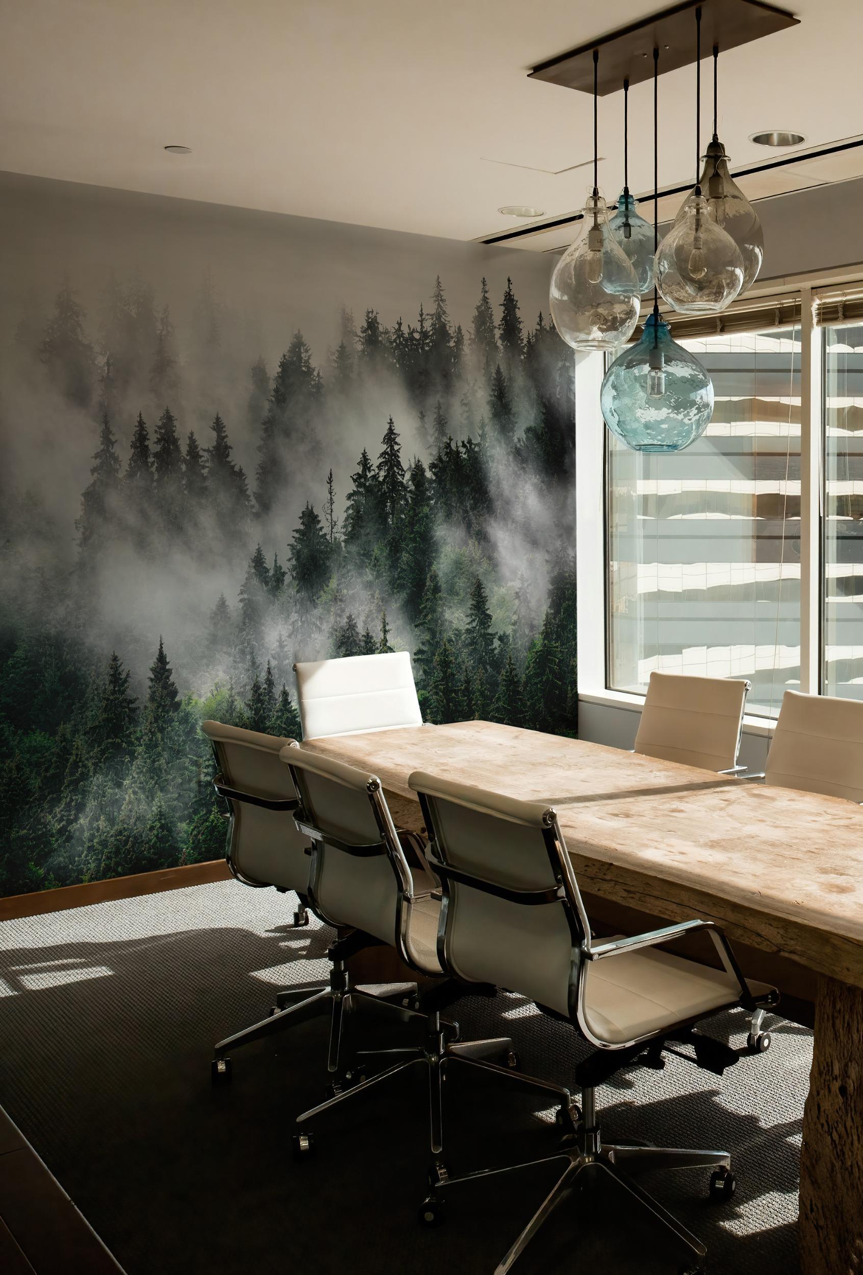 Serene Misty Forest Landscape Wallpaper Mural