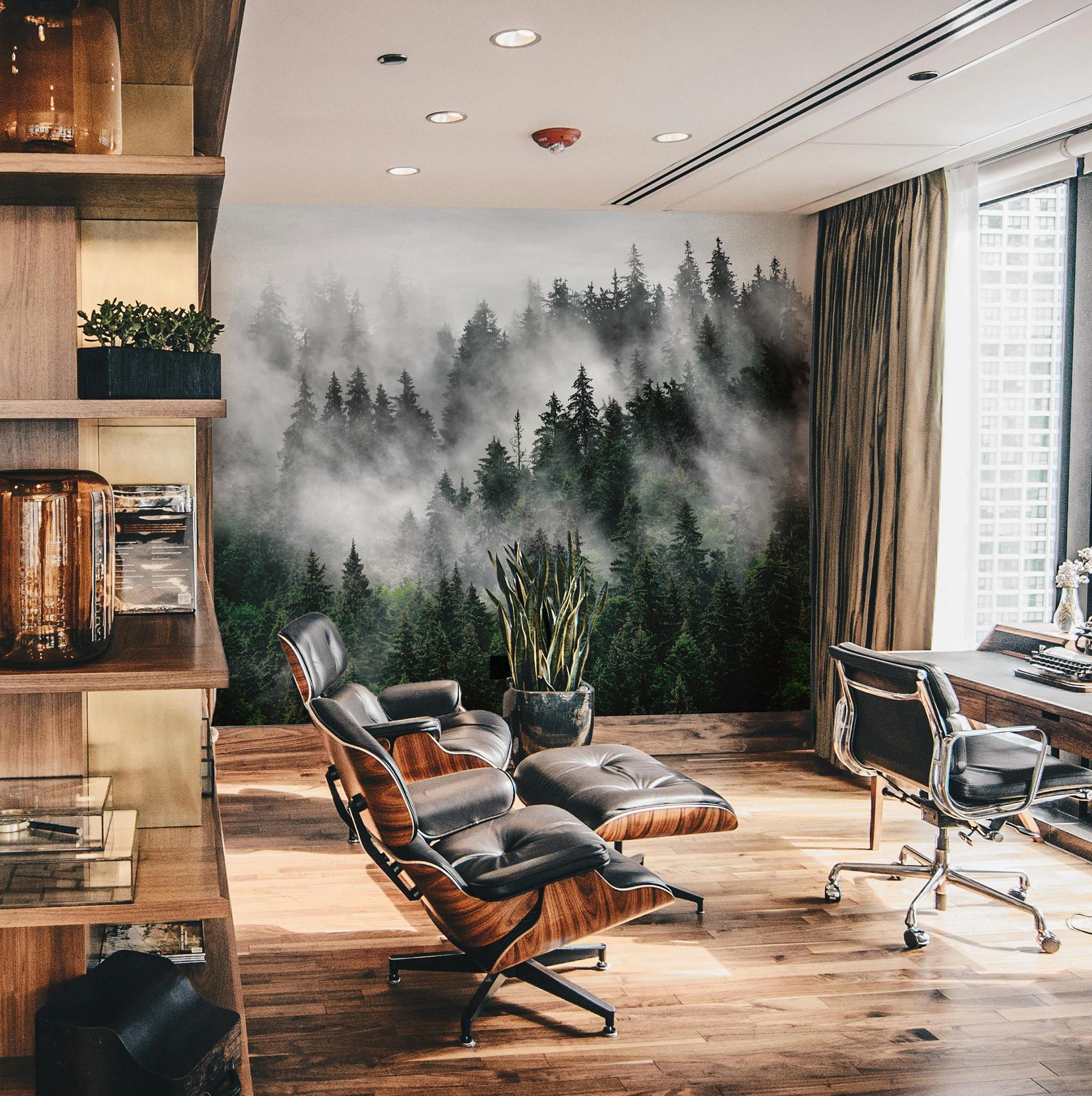 Serene Misty Forest Landscape Wallpaper Mural