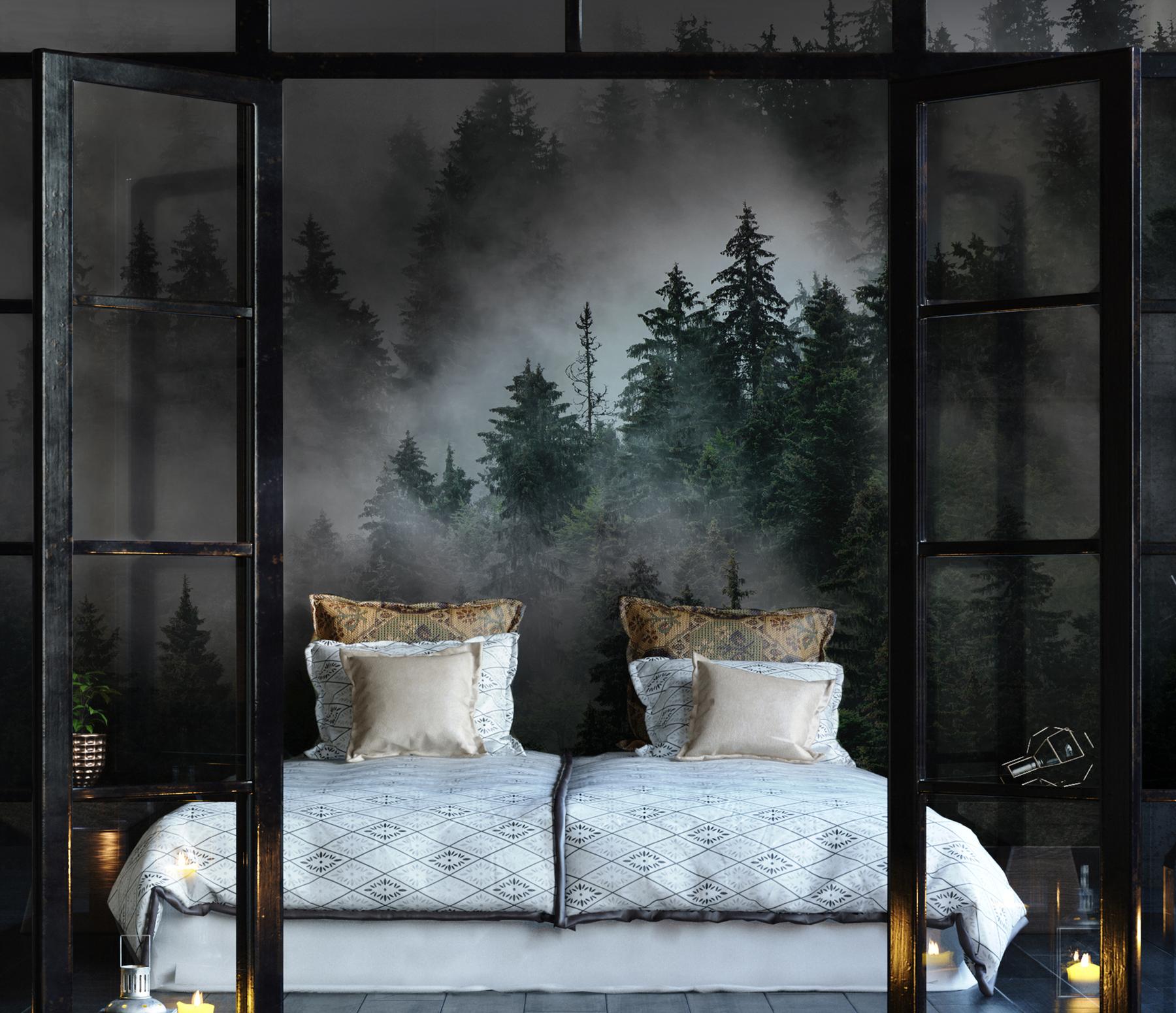 Serene Misty Forest Landscape Wallpaper Mural