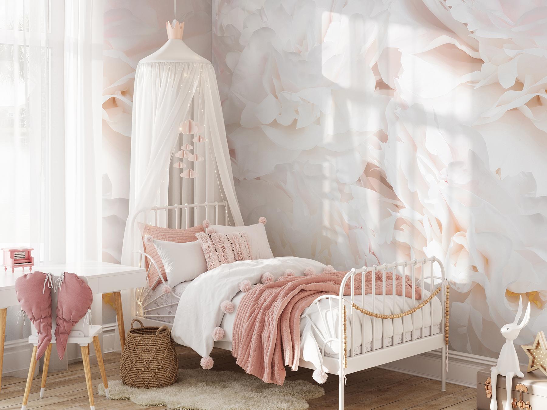 Soft Blush Peony Petals Luxurious Wallpaper Mural