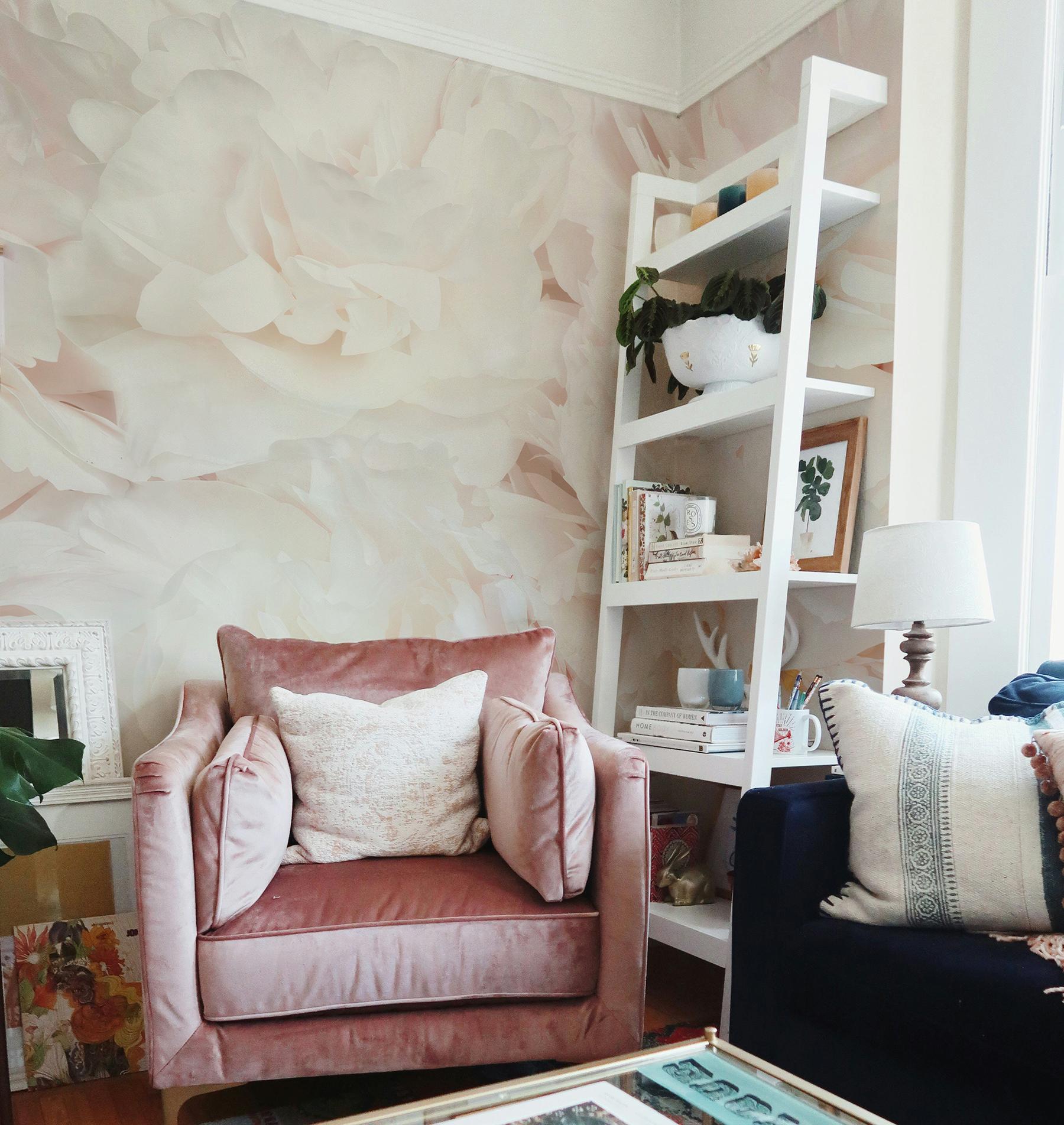 Soft Blush Peony Petals Luxurious Wallpaper Mural