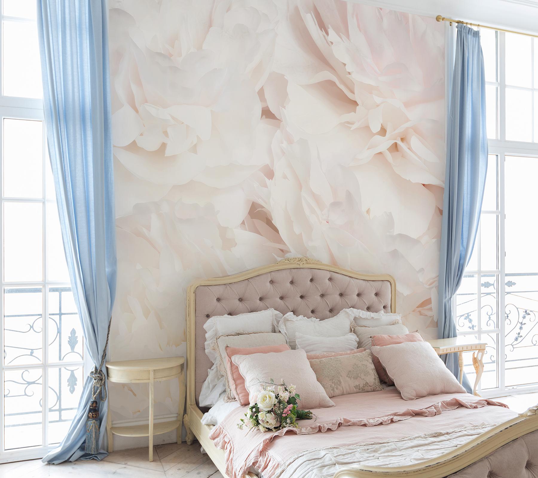 Soft Blush Peony Petals Luxurious Wallpaper Mural