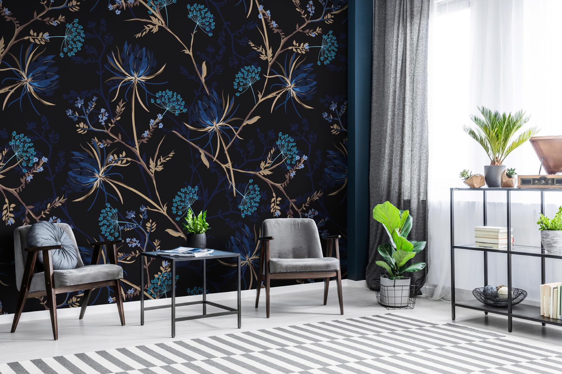 Midnight Botanical Elegance Wallpaper Mural