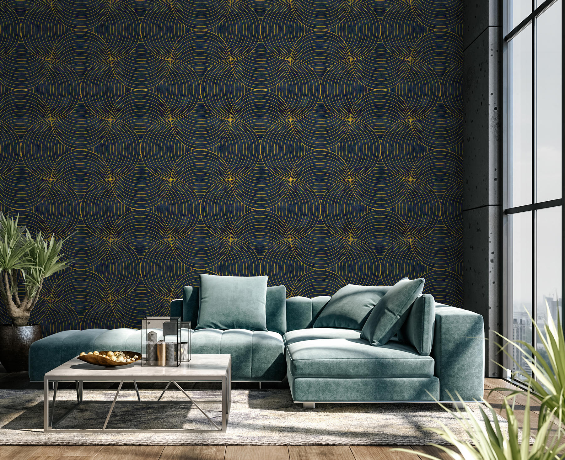 Geometric Circles Deluxe Wallpaper Mural