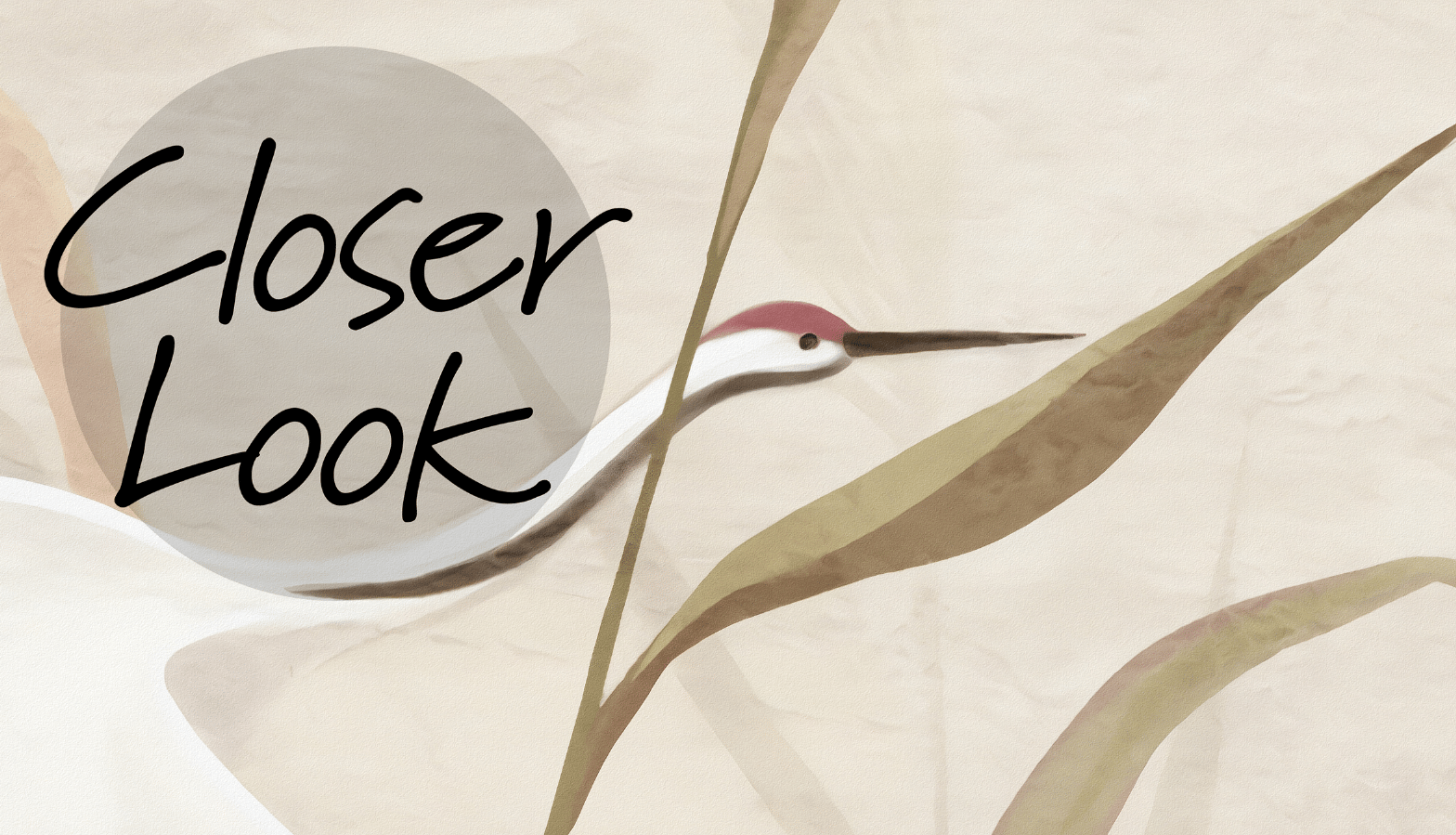 Graceful Cranes in Reeds Neutral Wallpaper Mural