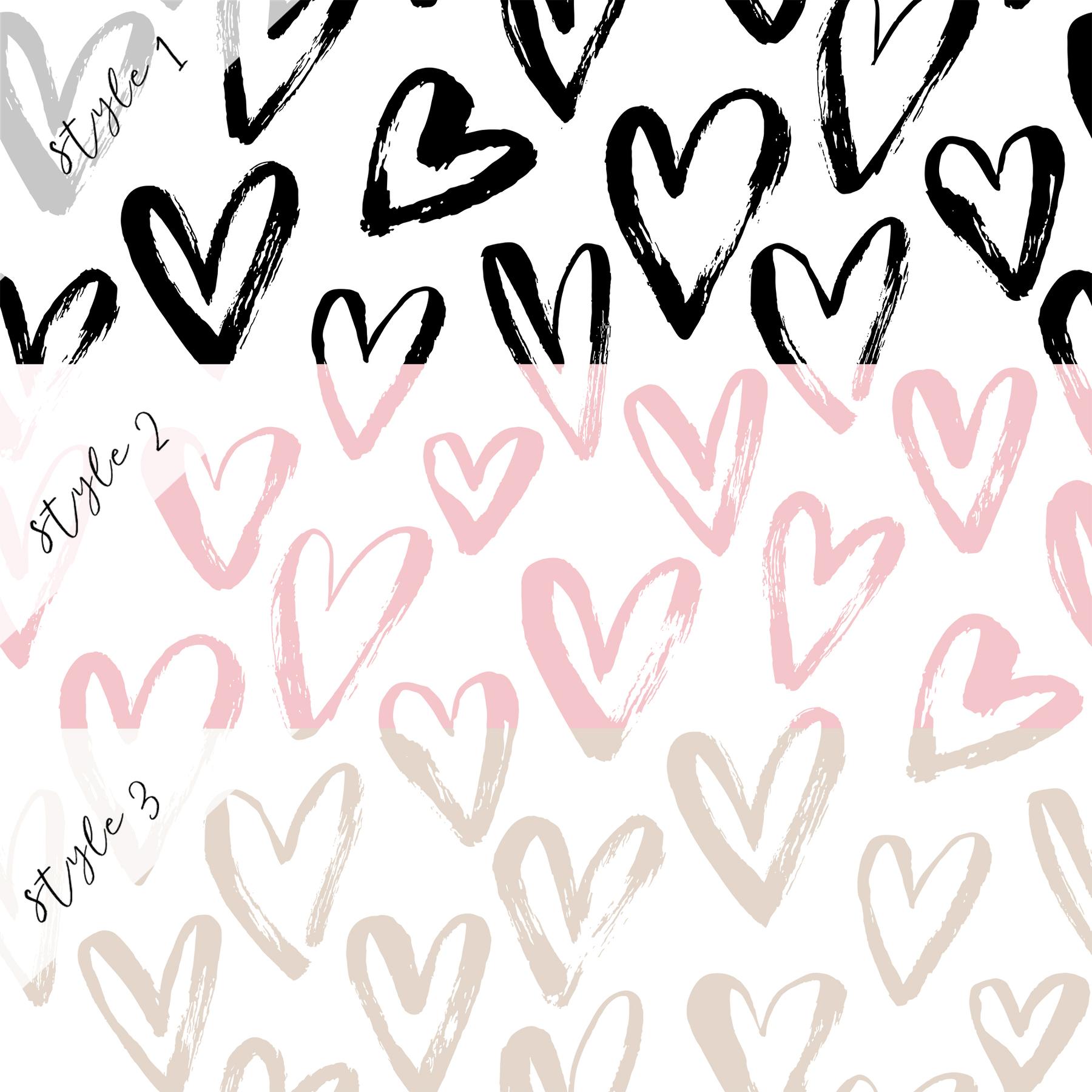 Artistic Hand Drawn Hearts Pattern Wallpaper Mural