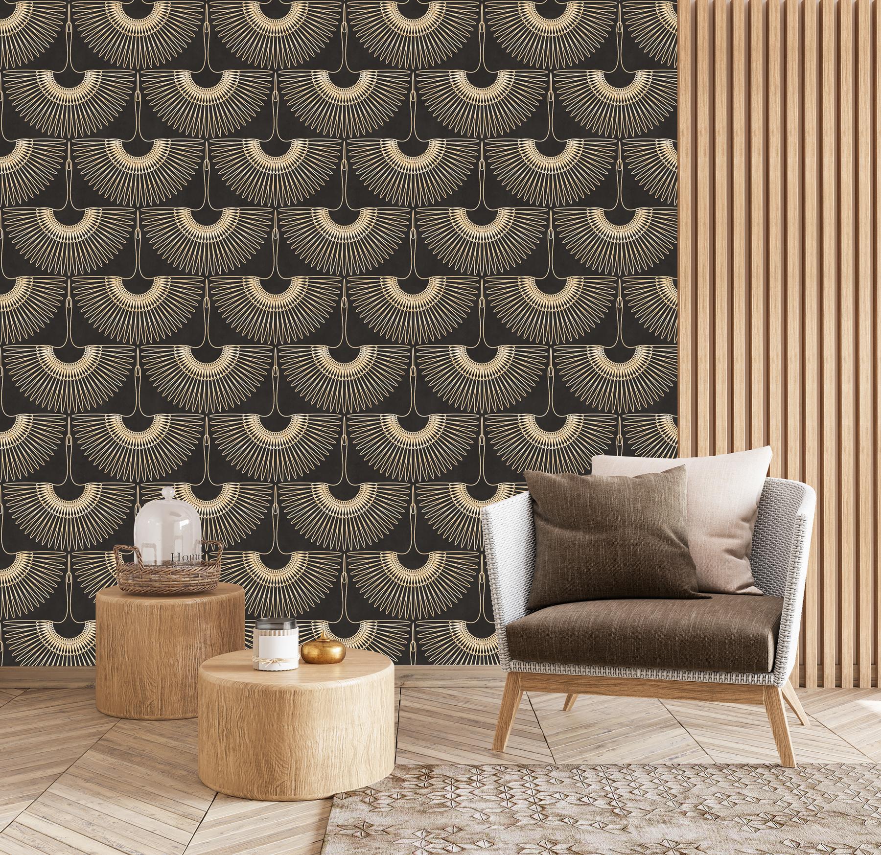 Japanese Crane Harmony Pattern Wallpaper Mural