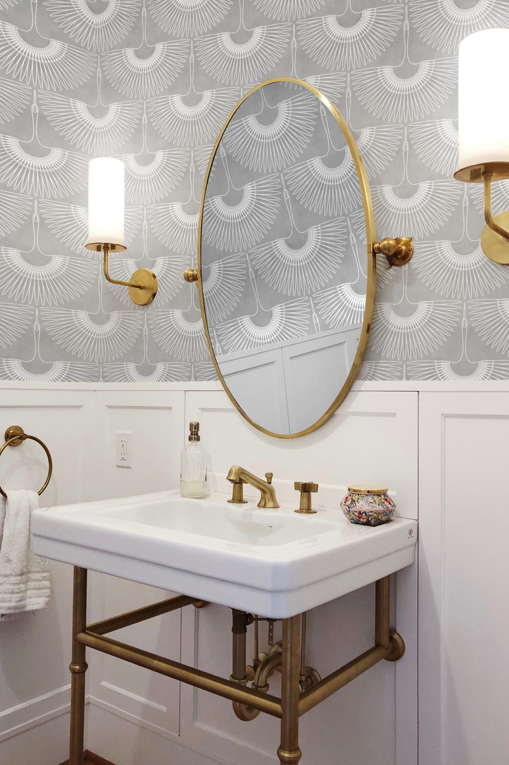 Japanese Crane Harmony Pattern Wallpaper Mural