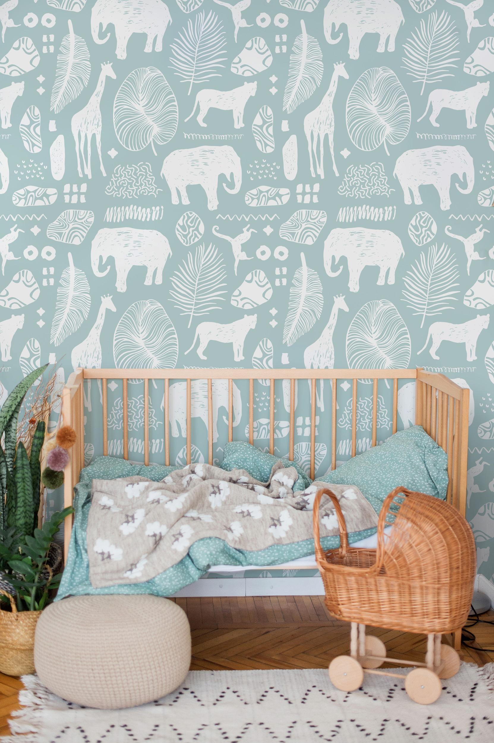African Safari Animals Pattern Wallpaper Mural