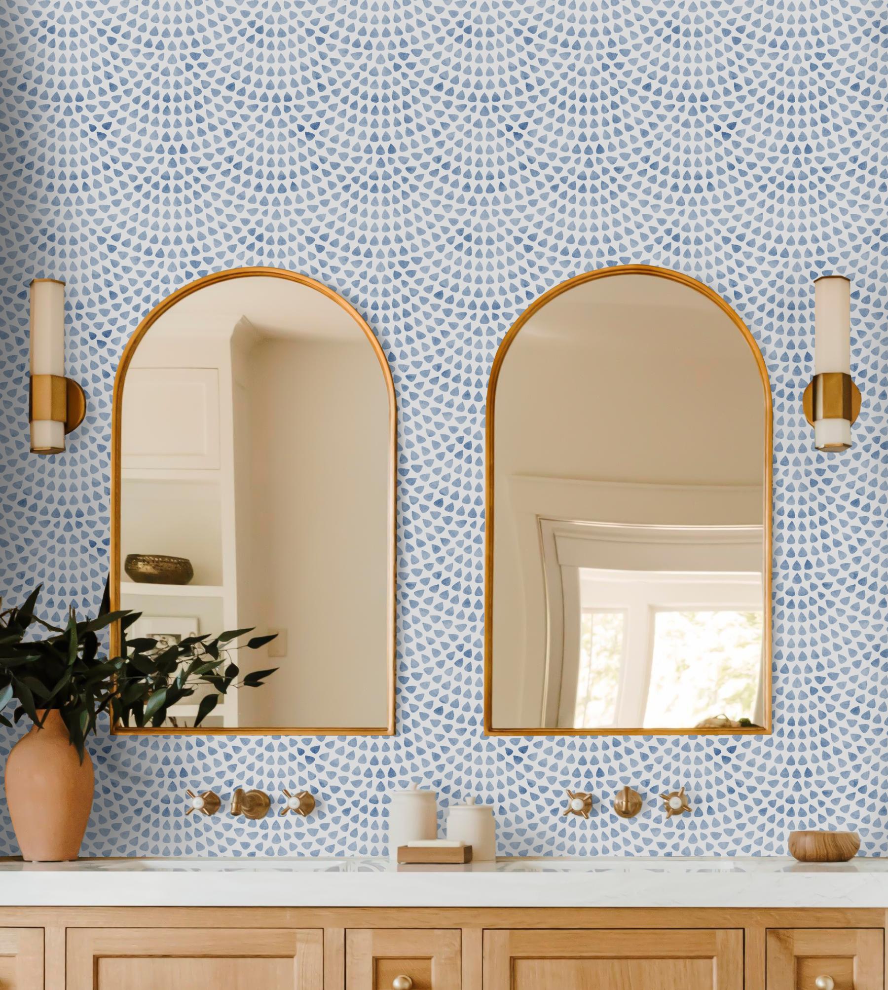 Abstract Aqua Raindrop Pattern Wallpaper Mural