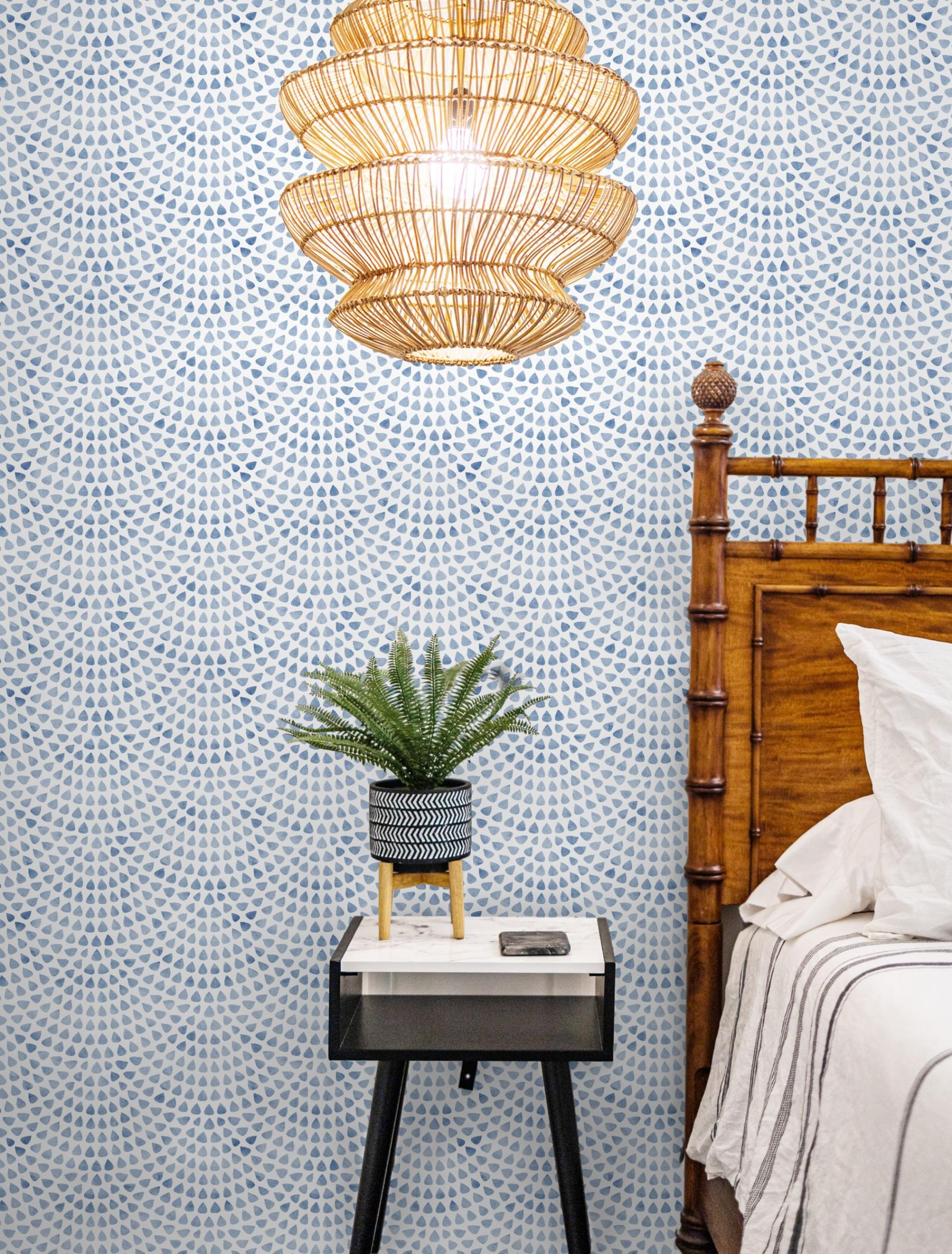 Abstract Aqua Raindrop Pattern Wallpaper Mural