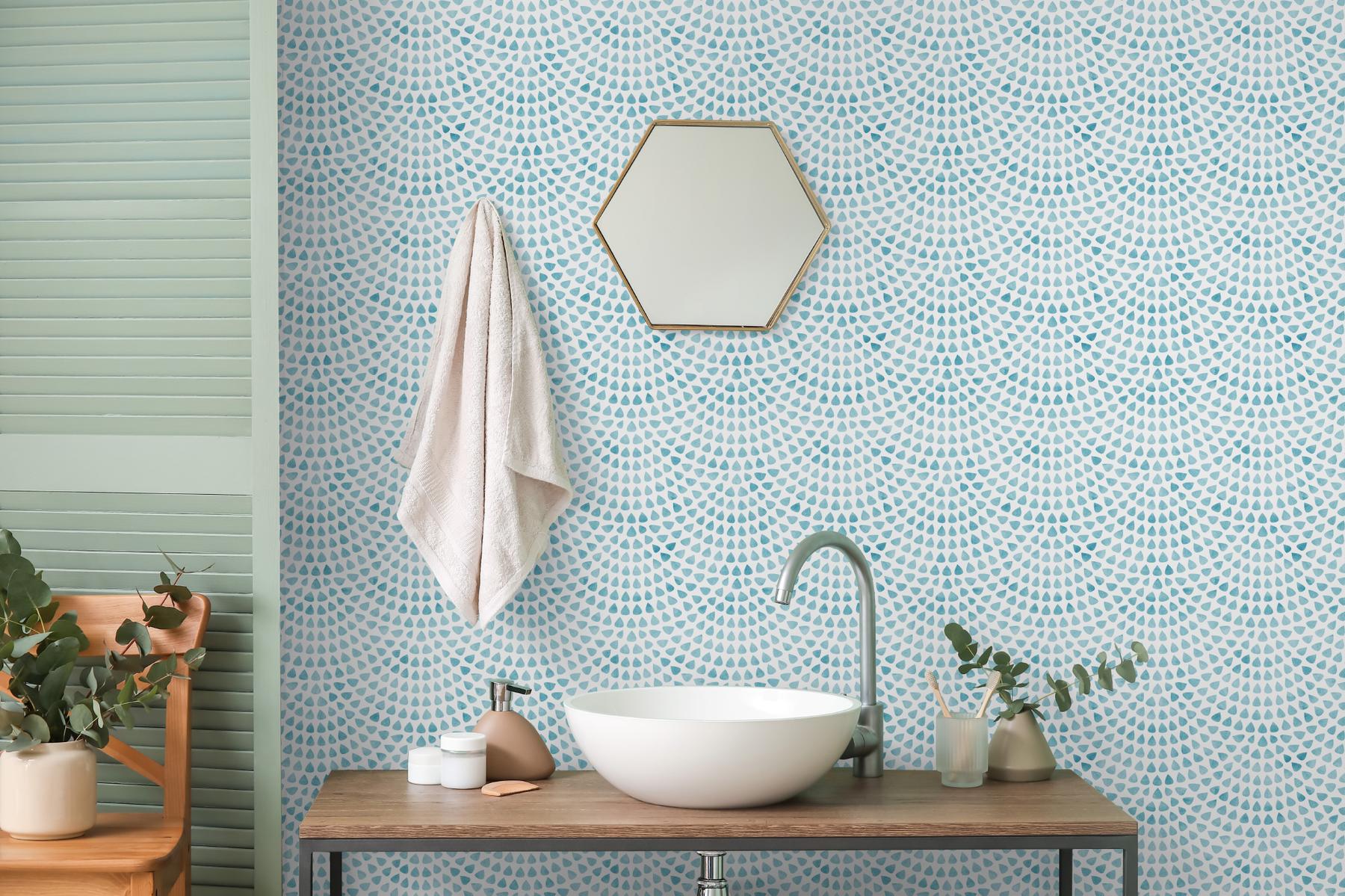 Abstract Aqua Raindrop Pattern Wallpaper Mural