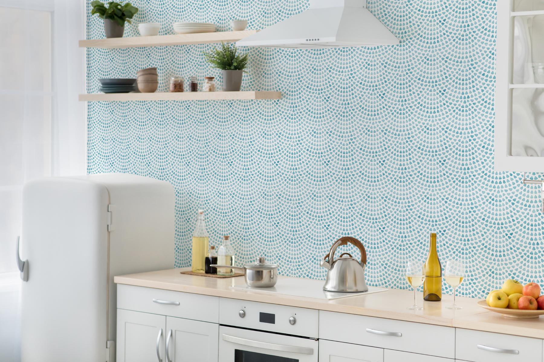 Abstract Aqua Raindrop Pattern Wallpaper Mural