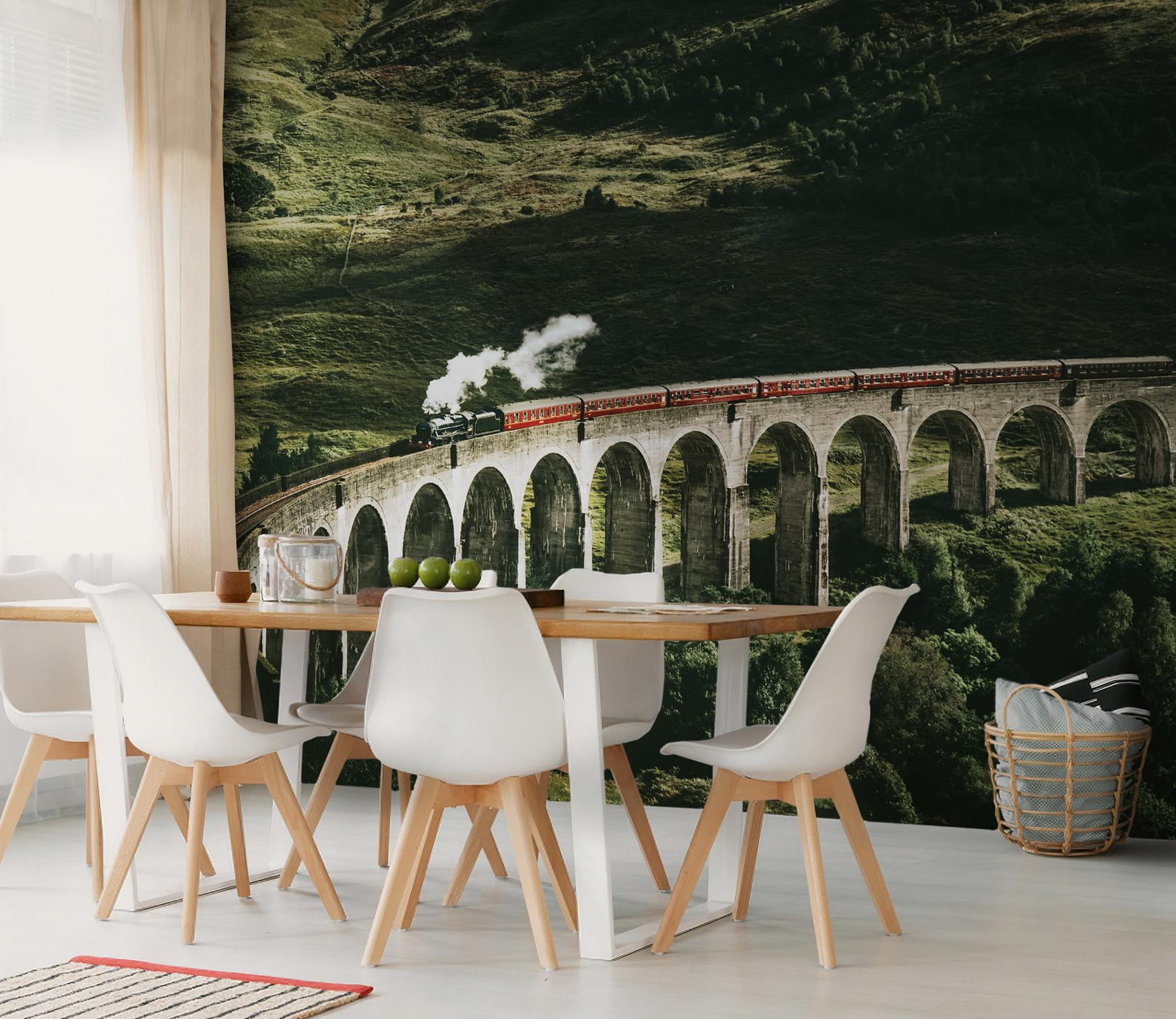 Classic Train in Forest Wallpaper Mural