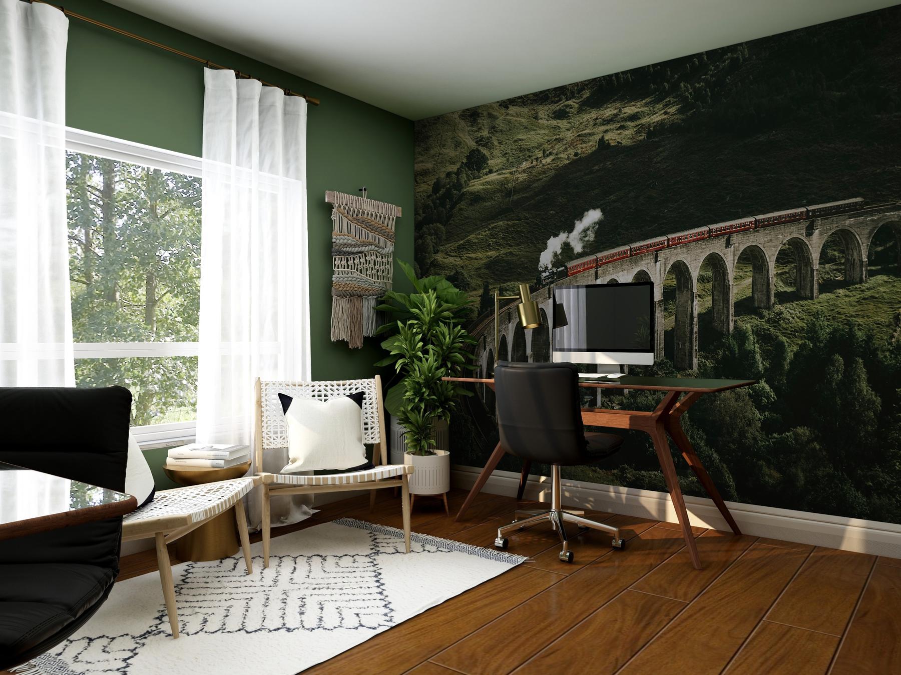 Classic Train in Forest Wallpaper Mural