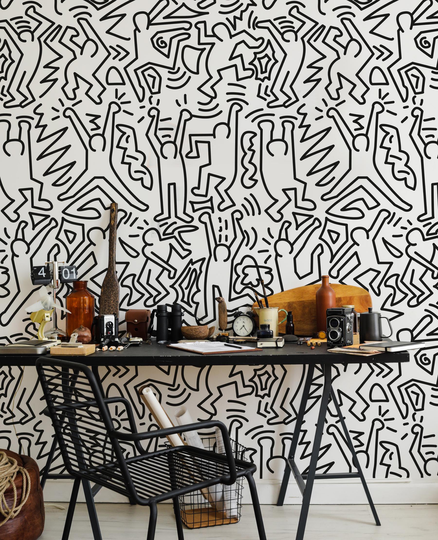 Abstract Energetic Dance Figures Wallpaper Mural