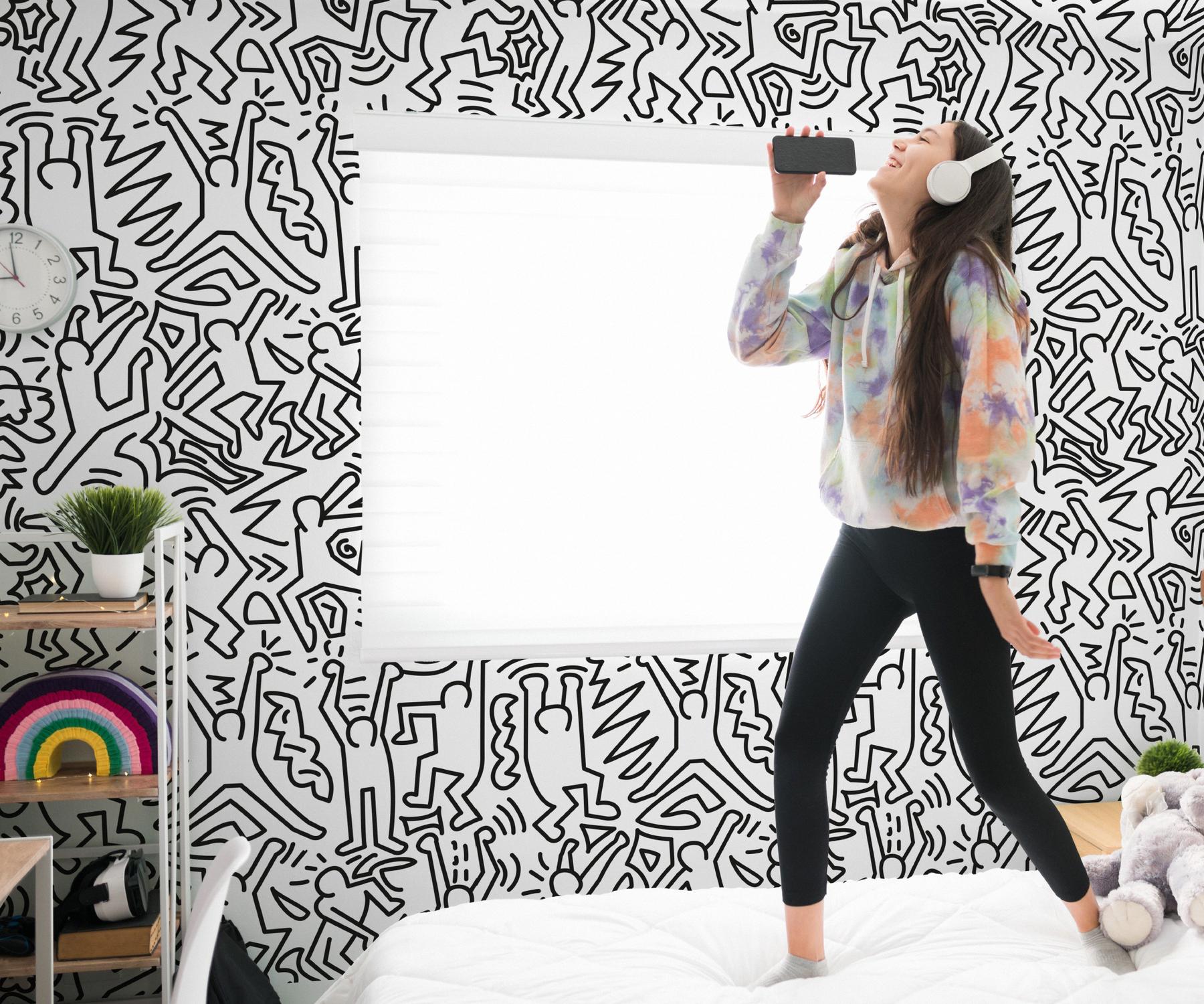 Abstract Energetic Dance Figures Wallpaper Mural