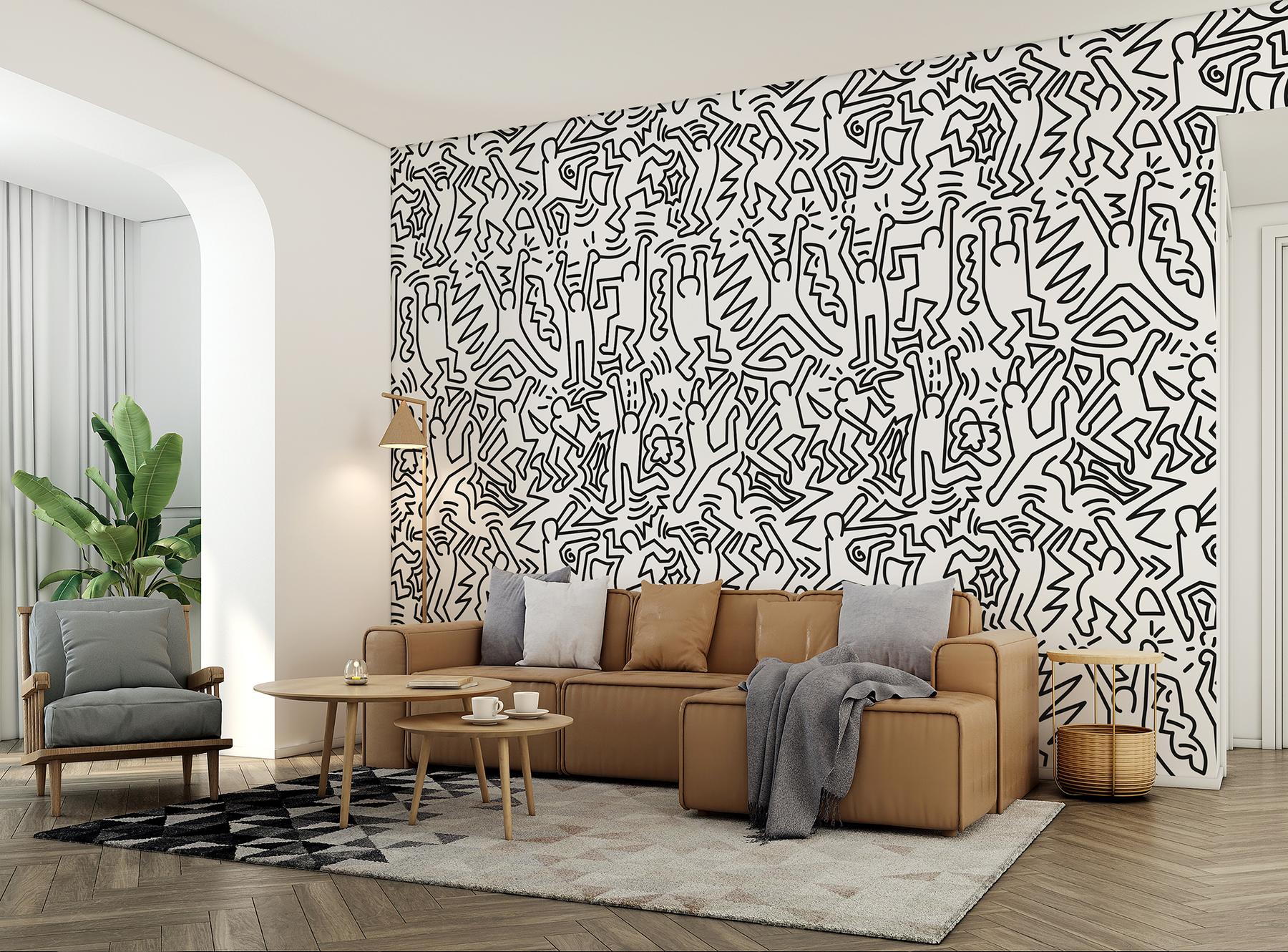 Abstract Energetic Dance Figures Wallpaper Mural