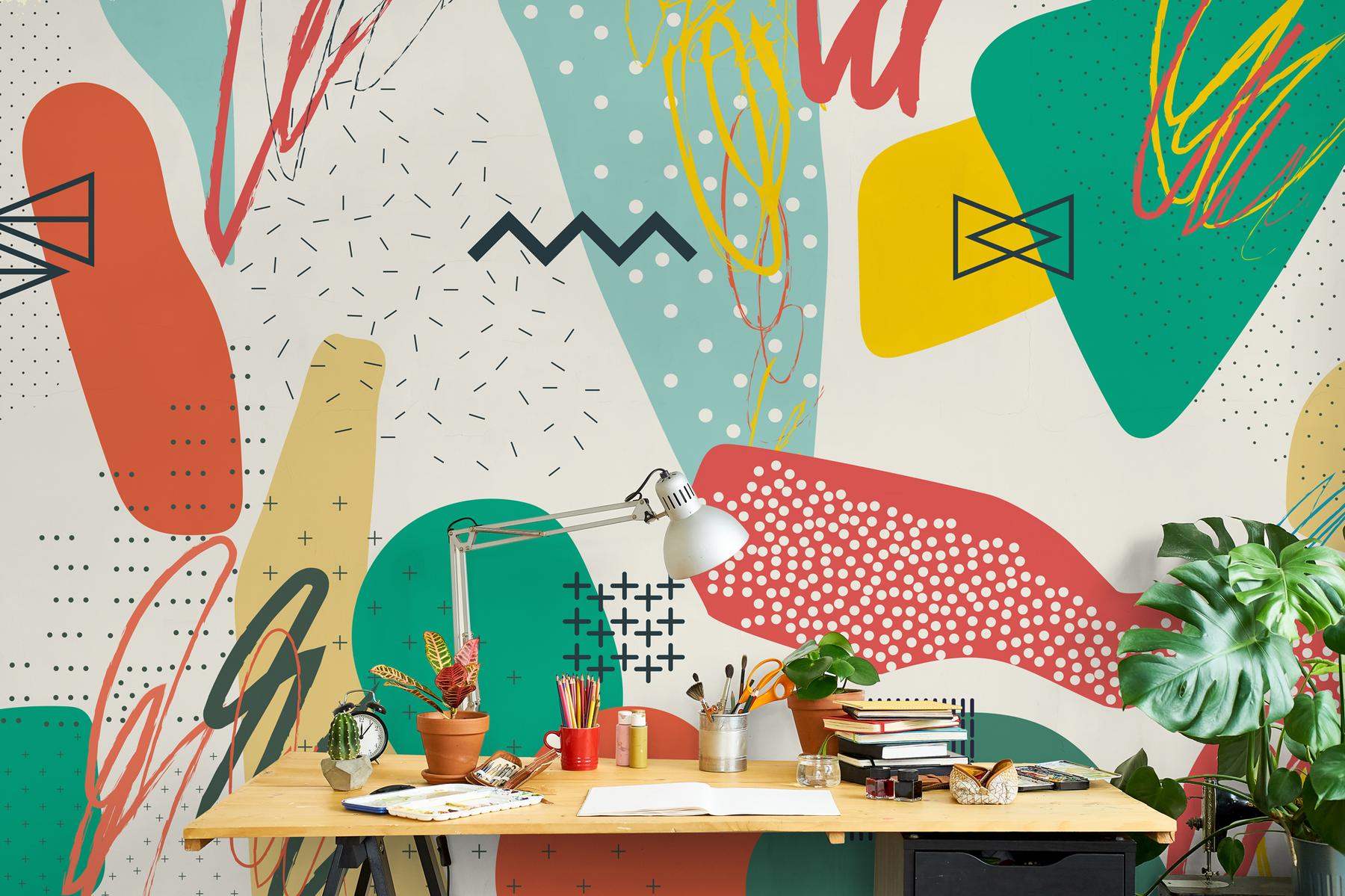 Abstract Colorful Shapes Wallpaper Mural