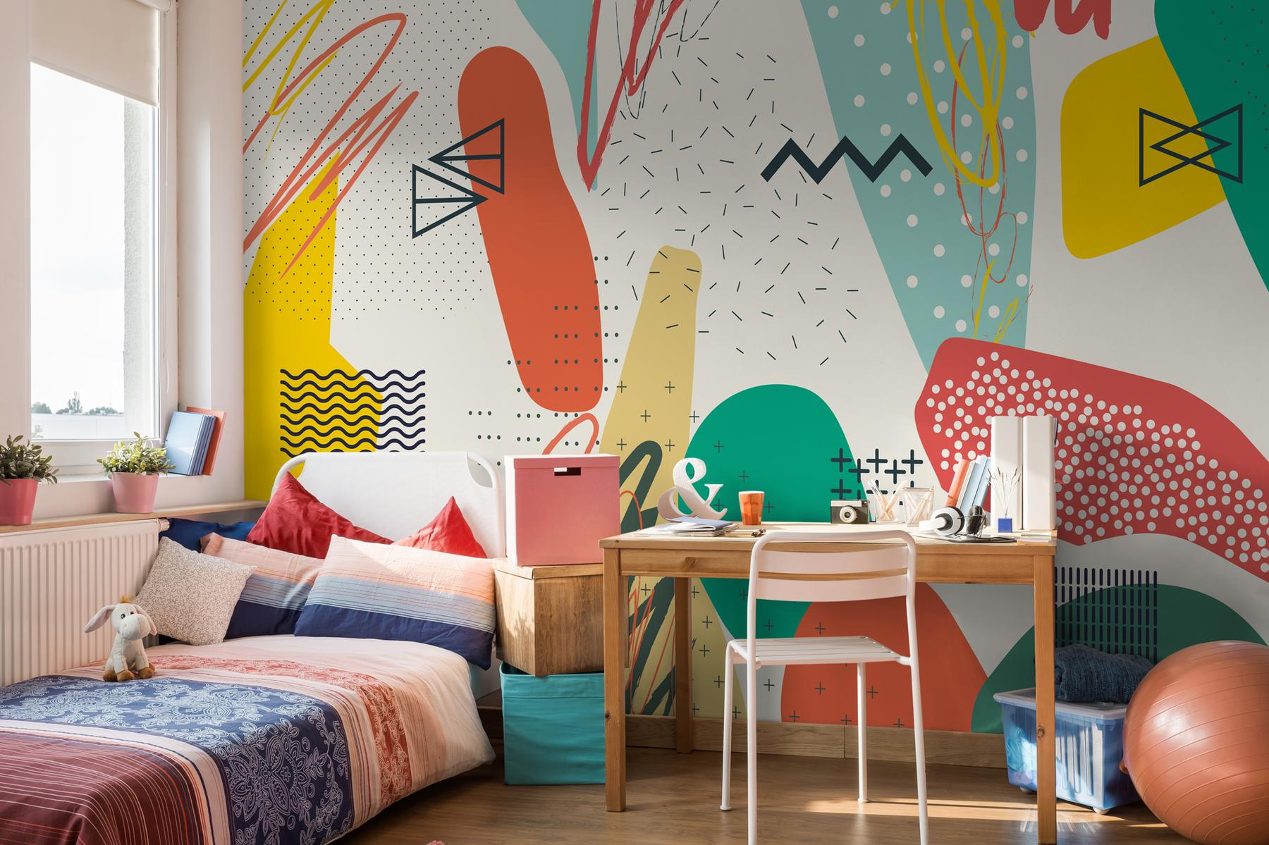 Abstract Colorful Shapes Wallpaper Mural
