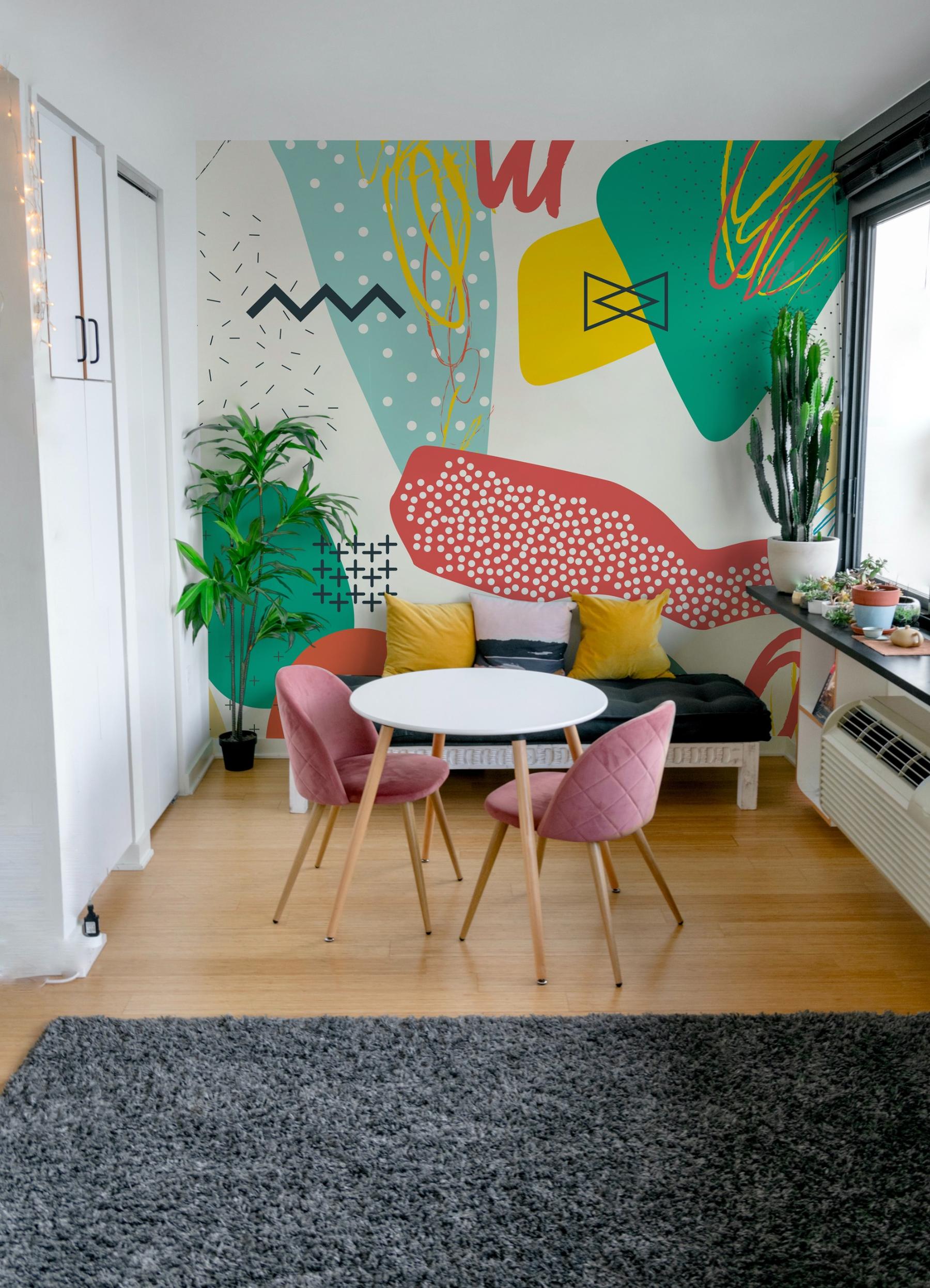 Abstract Colorful Shapes Wallpaper Mural