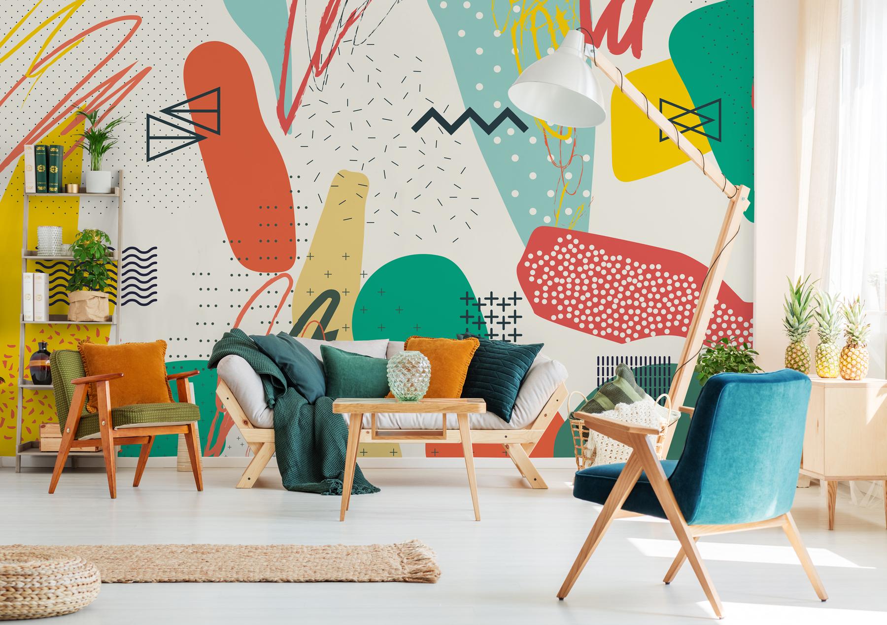 Abstract Colorful Shapes Wallpaper Mural
