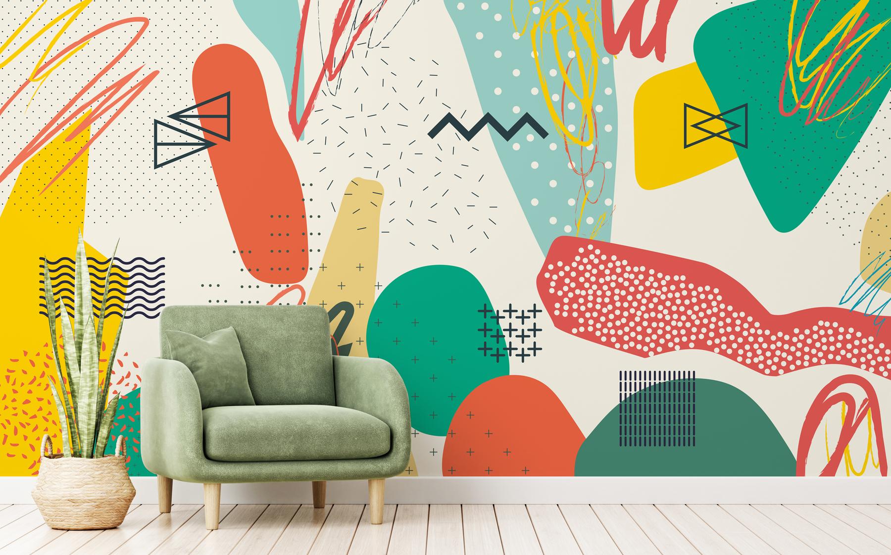 Abstract Colorful Shapes Wallpaper Mural