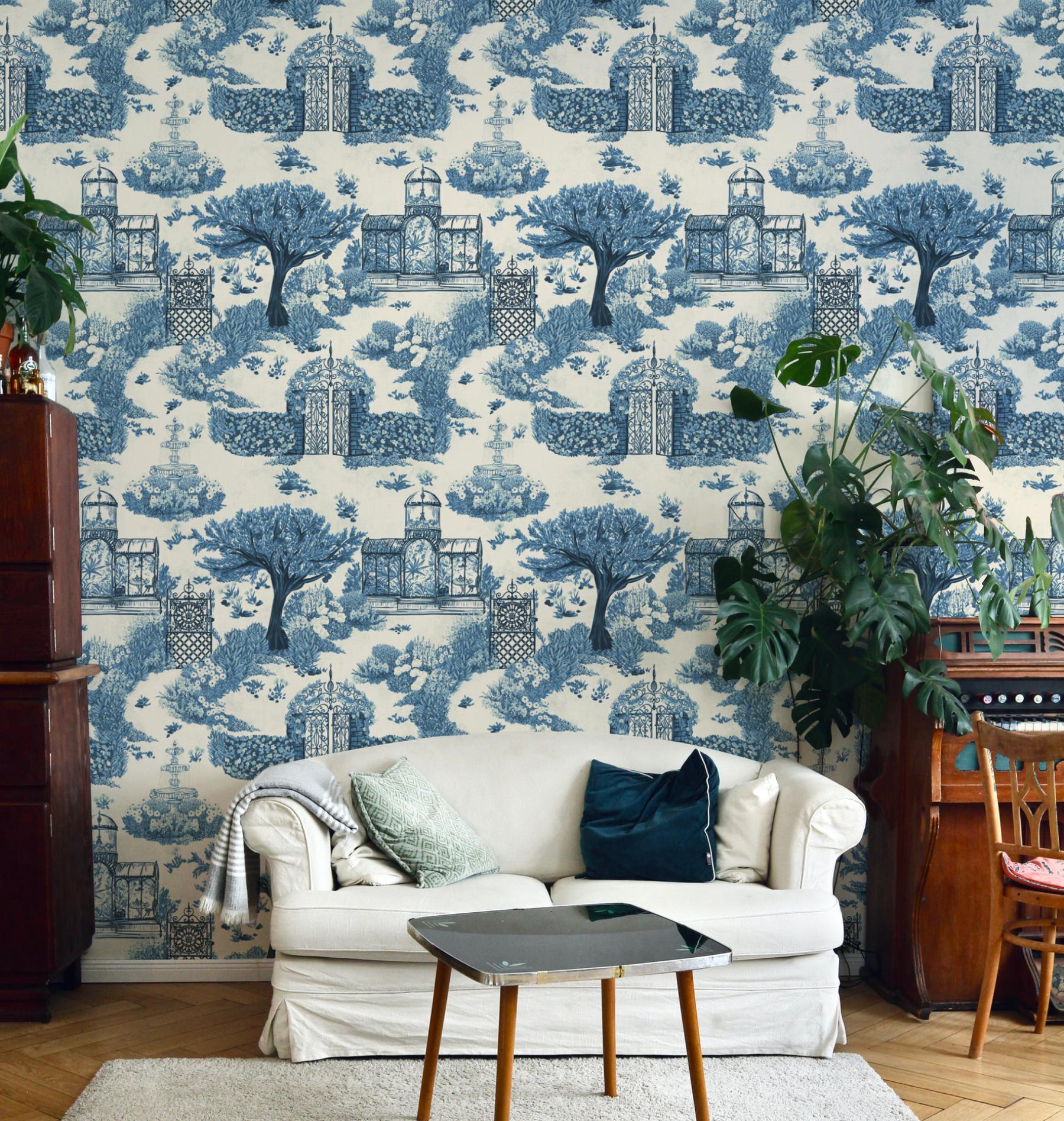 Monochrome Traditional Asian Garden Wallpaper Mural