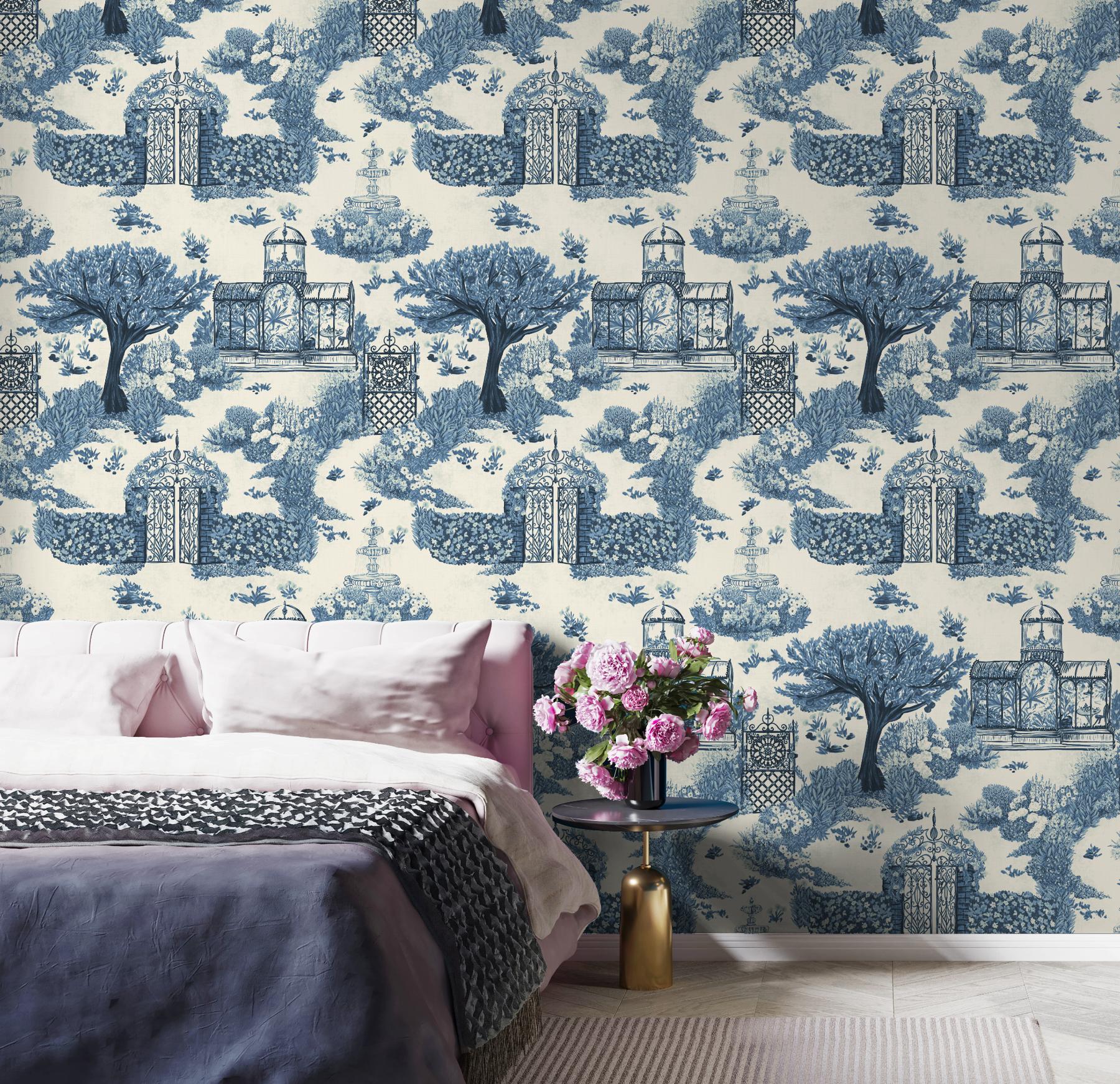 Monochrome Traditional Asian Garden Wallpaper Mural